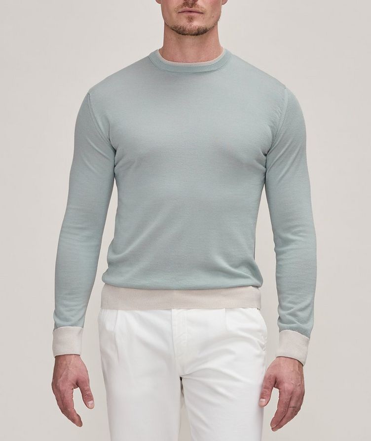 Contrast Tipped Wool-Silk Sweater image 1