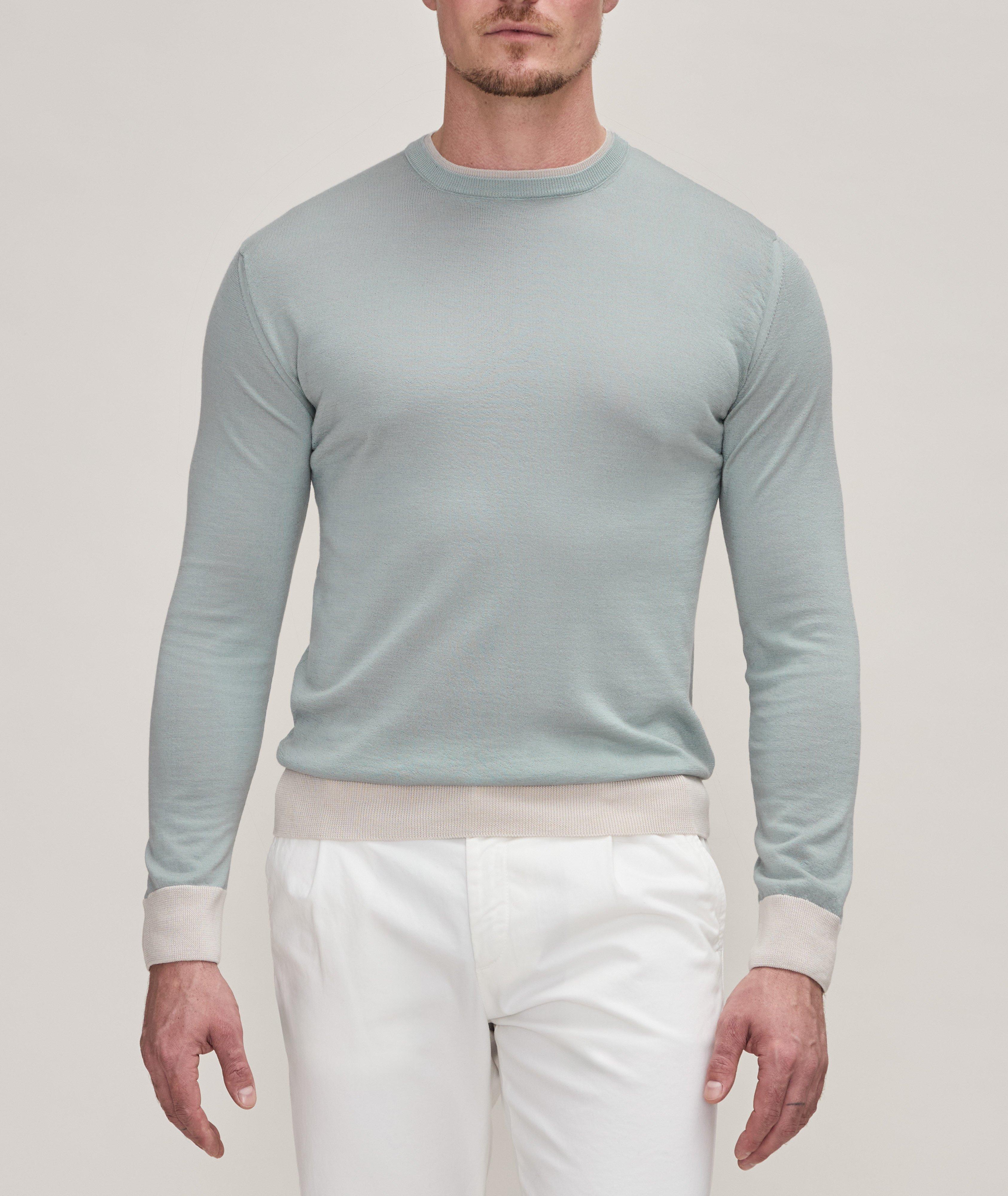 Contrast Tipped Wool-Silk Sweater image 3