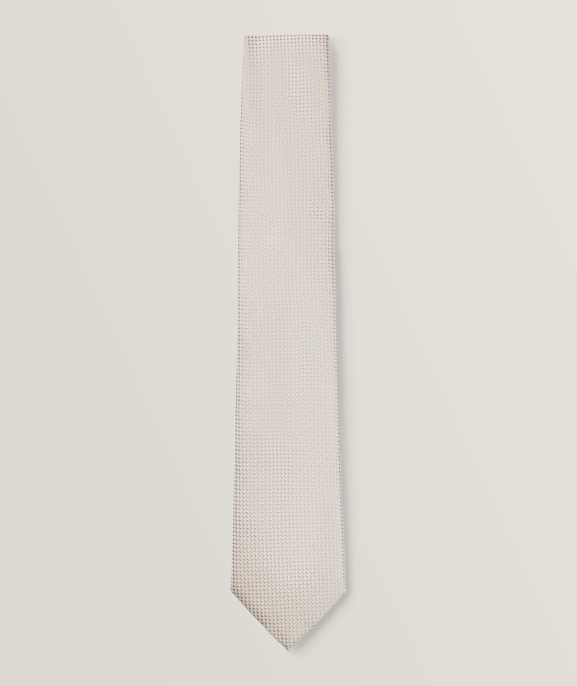 BOSS Micro Pattern Jacquard Silk-Blend Tie 
