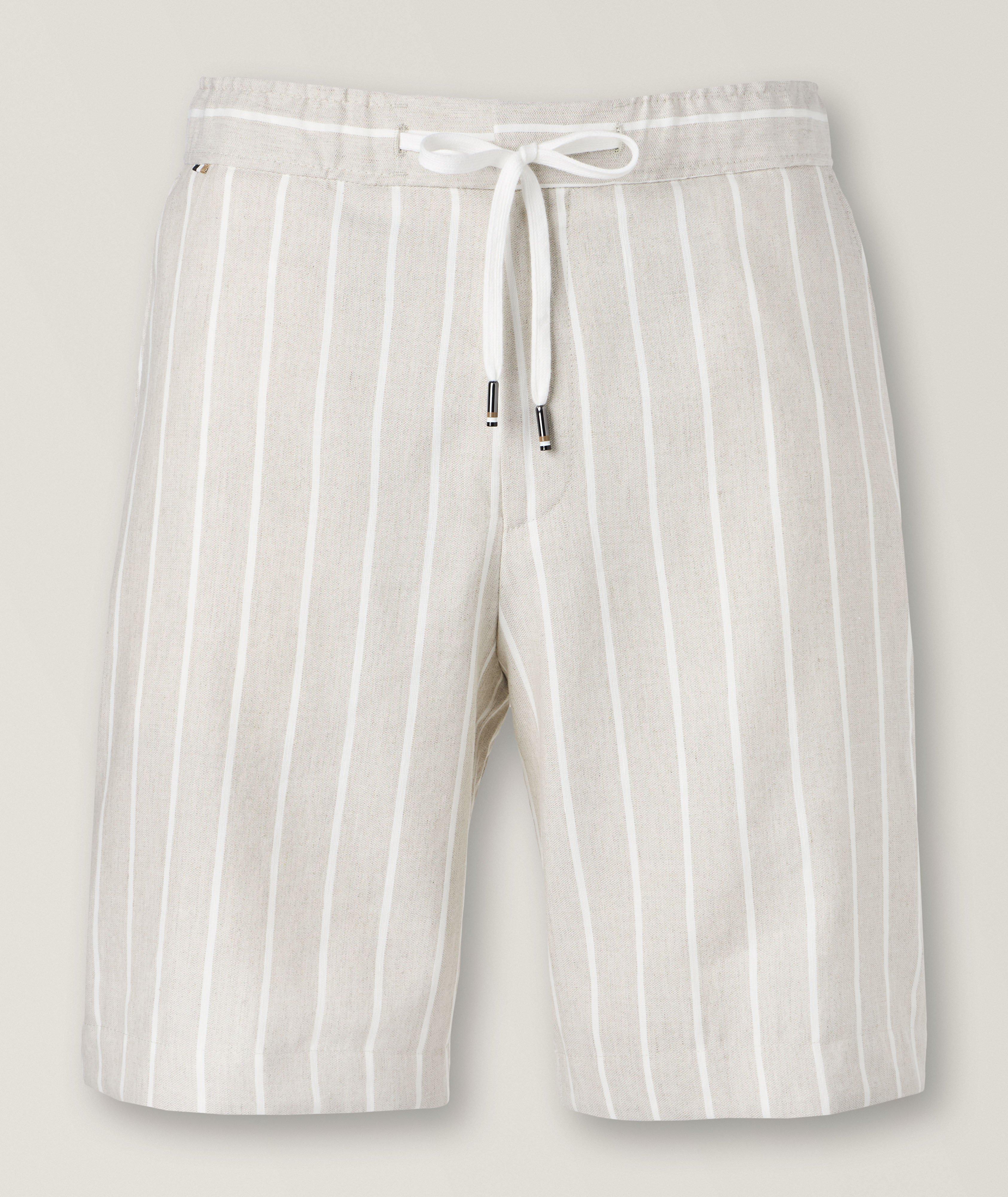 Striped Linen-Cotton Bermuda Shorts  image 0