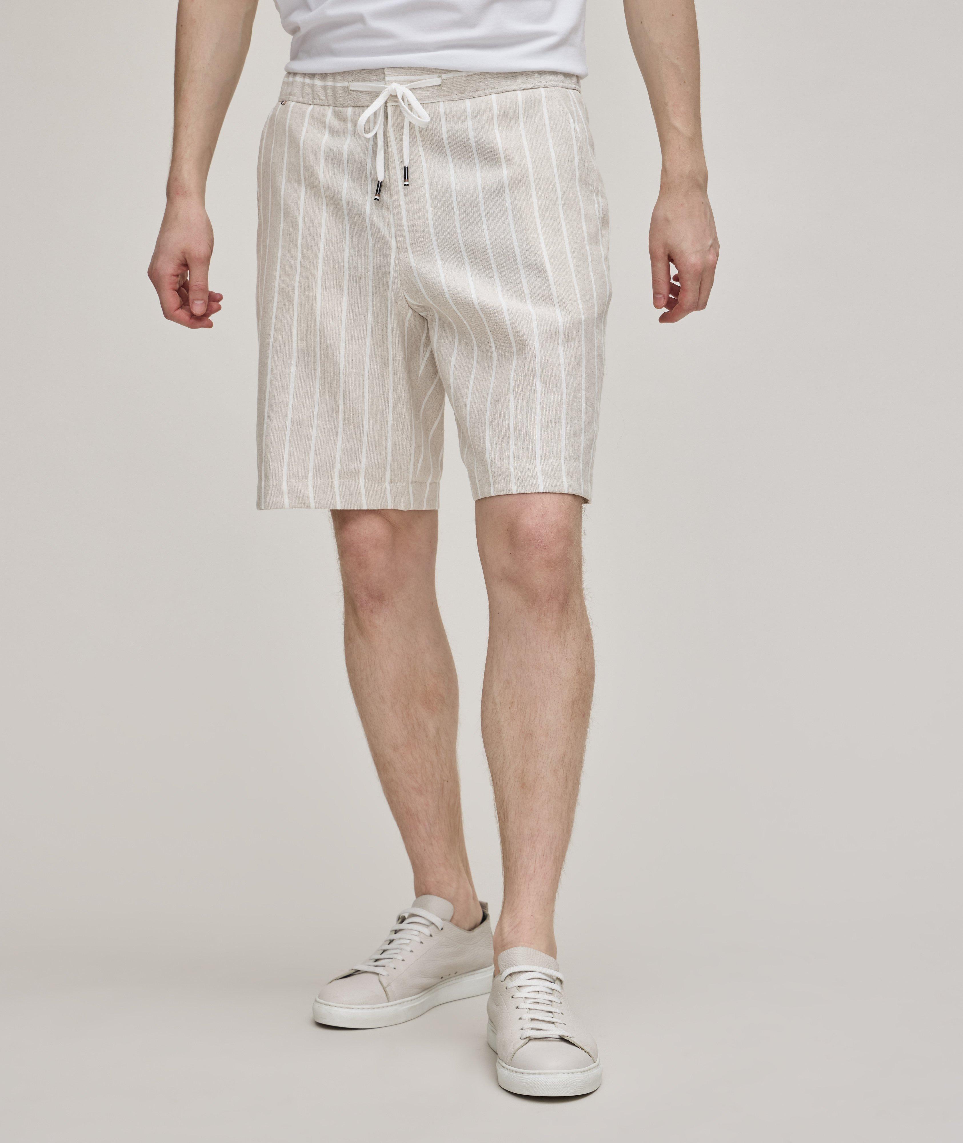 Striped Linen-Cotton Bermuda Shorts  image 1