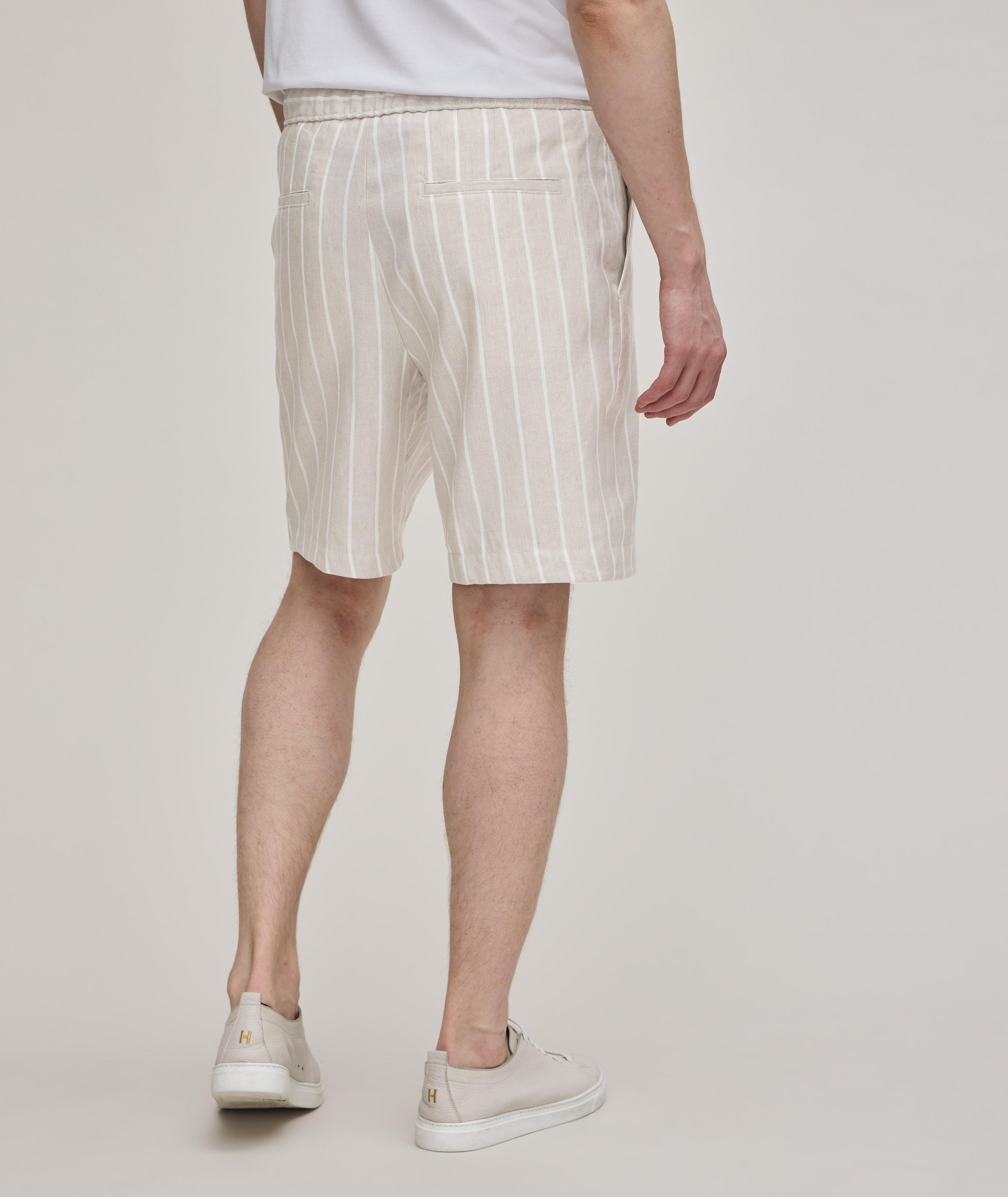 Striped Linen-Cotton Bermuda Shorts  image 2