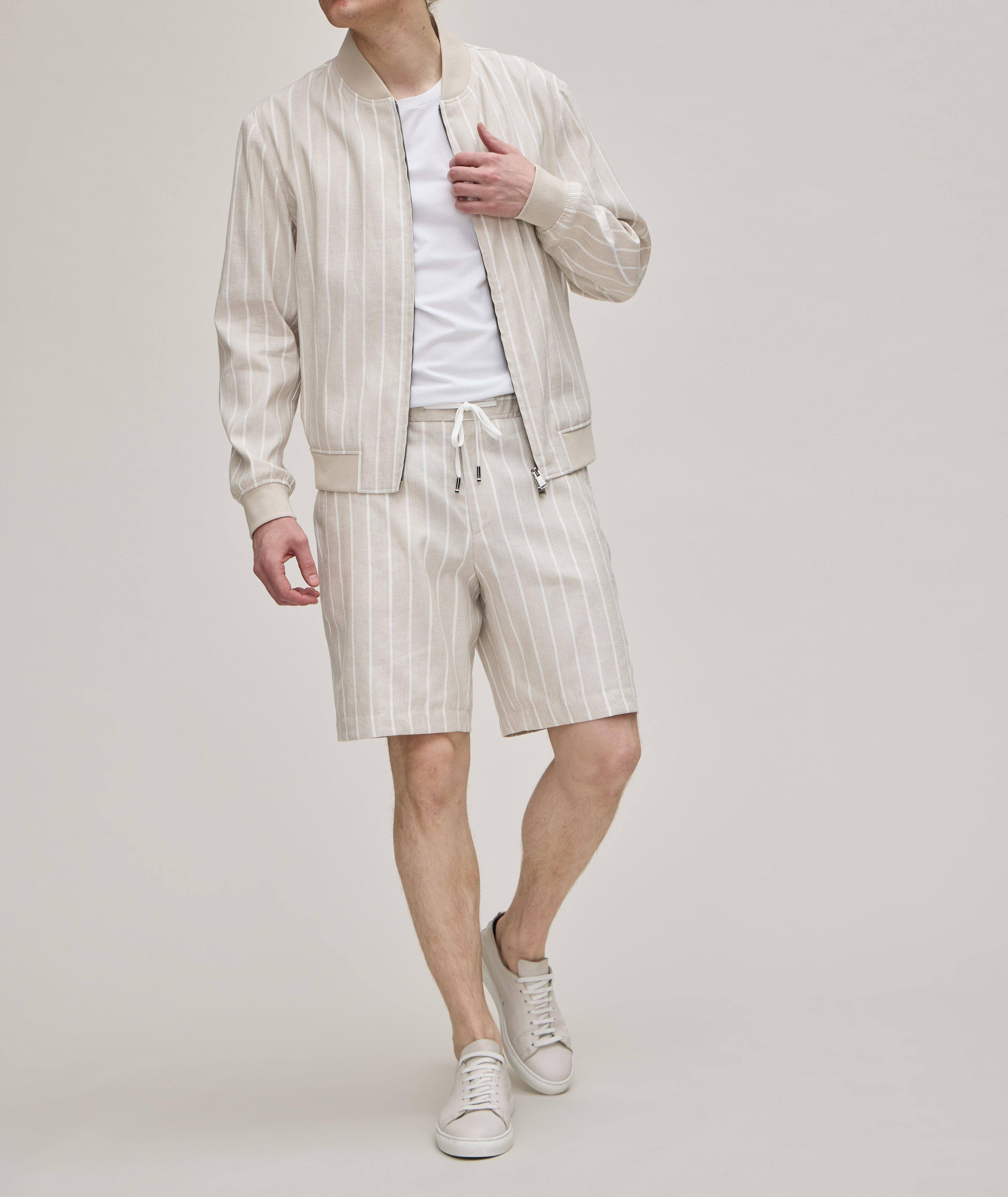 Striped Linen-Cotton Bermuda Shorts  image 3