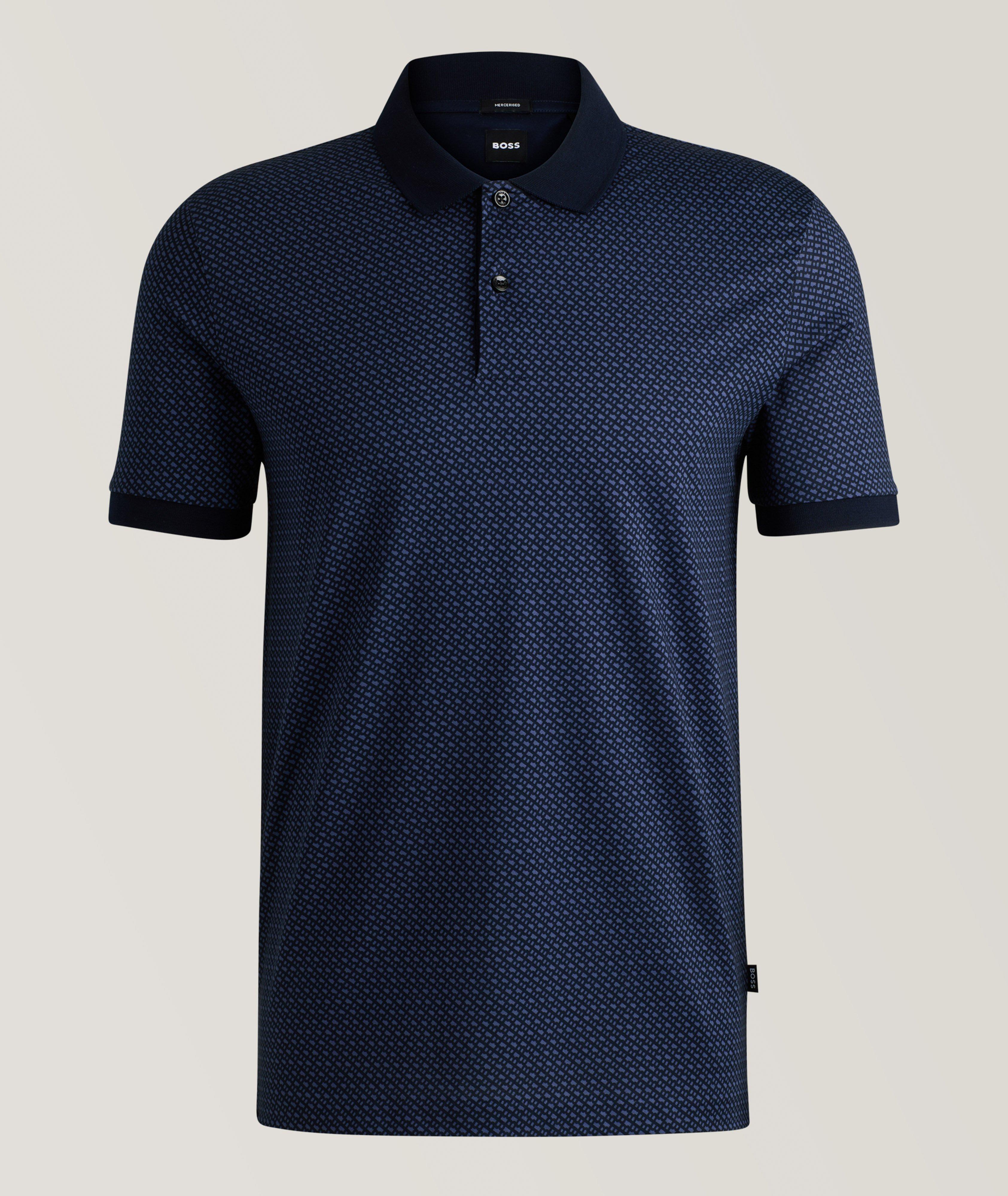 BOSS Two Tone Monogram Mercerized Cotton Polo Yorkdale Mall