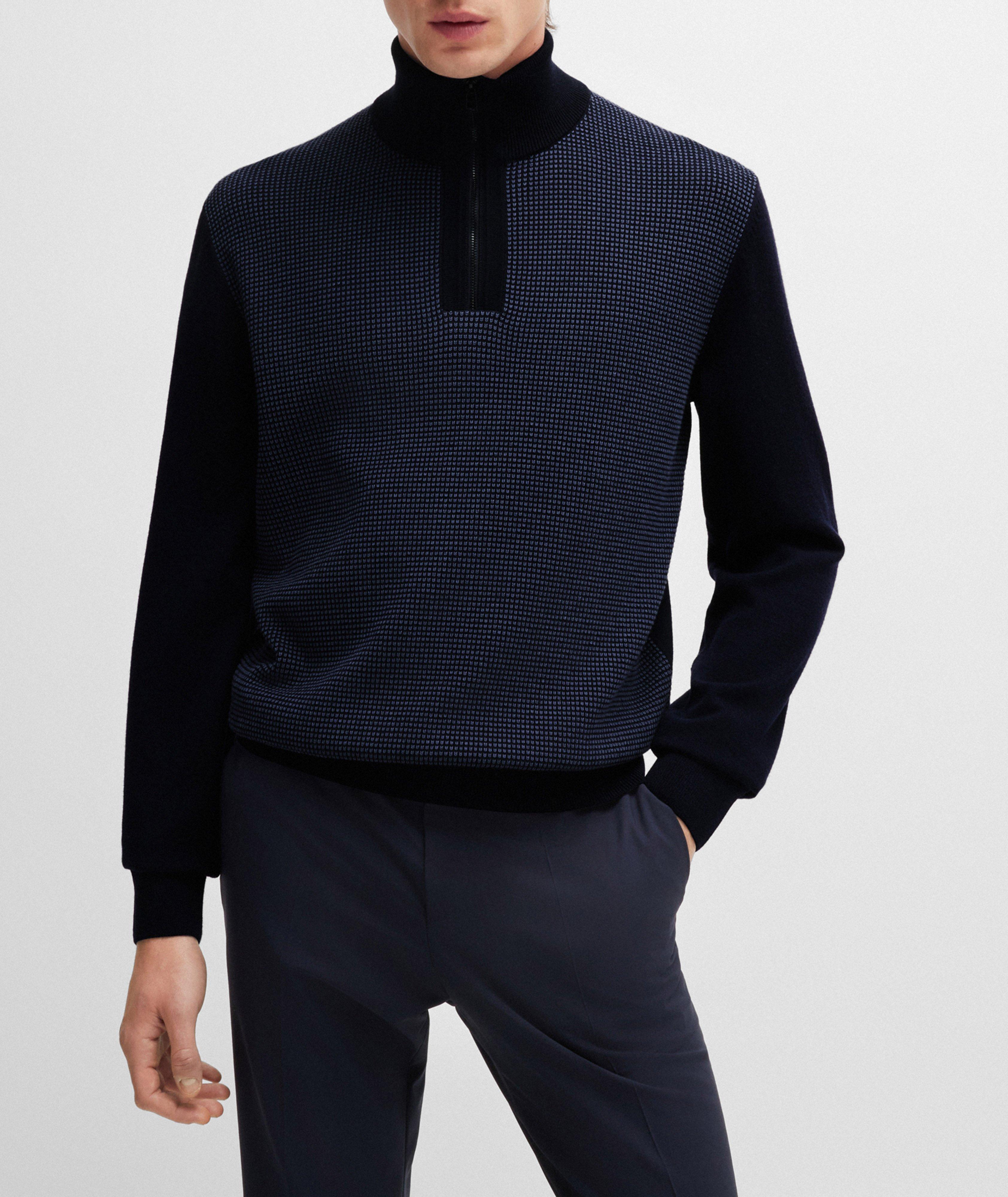 BLACK HERITAGE Collection Virgin Wool Quarter-Zip Sweater image 1