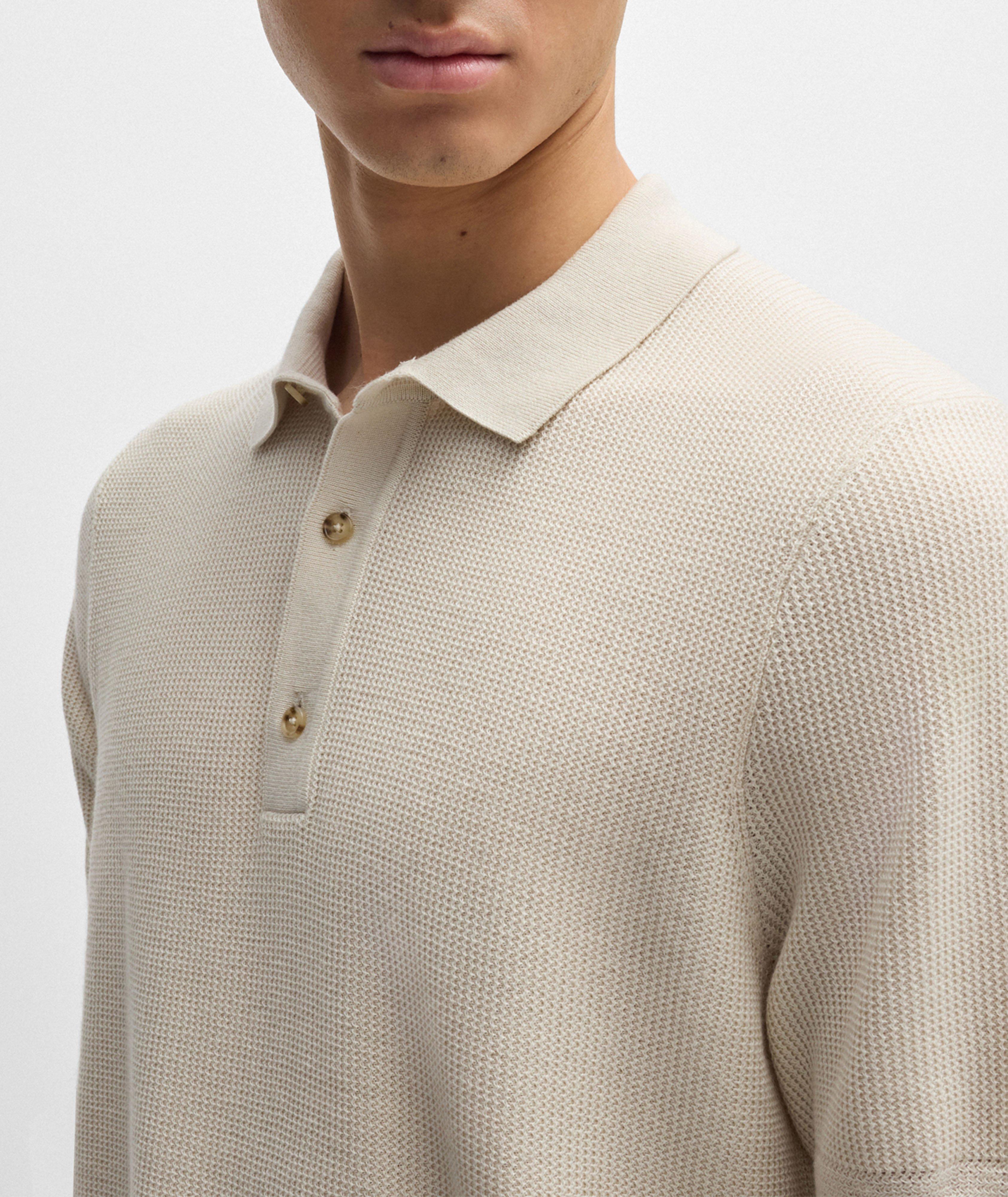 Polo en tricot côtelé de coton et de lyocell image 3
