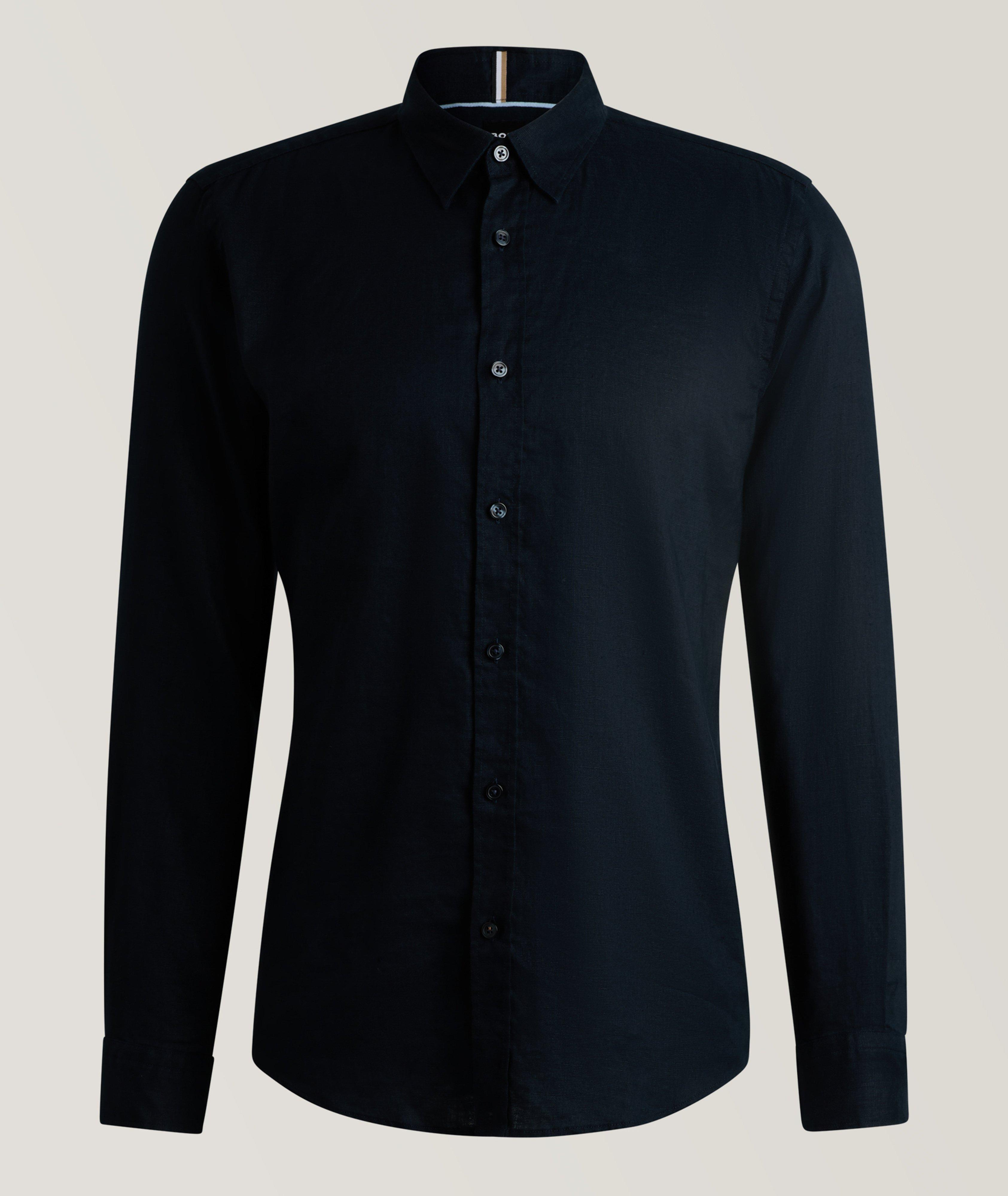 BOSS Roan-Kent Stretch-Linen Chambray Sport Shirt | Sport Shirts ...