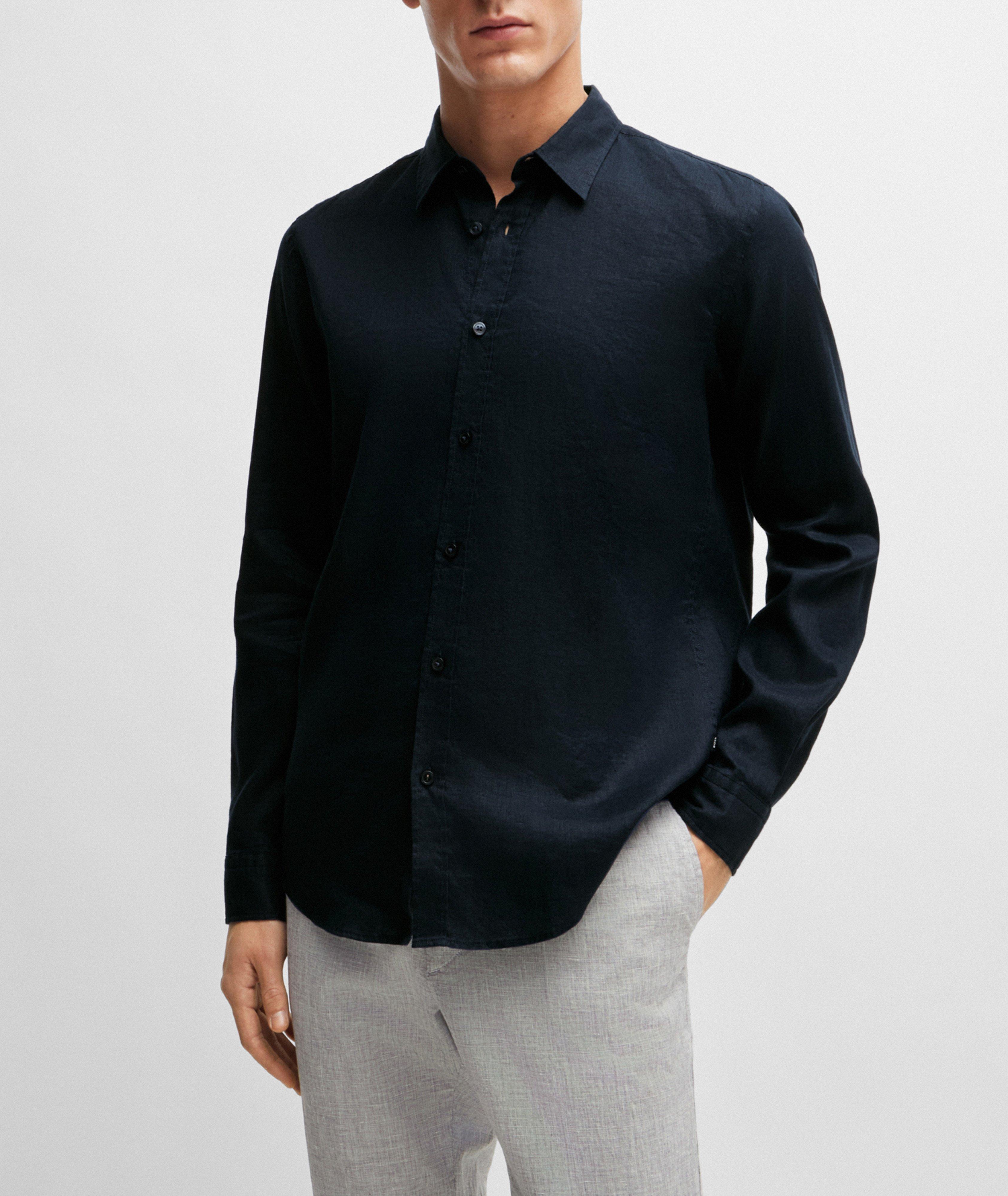 Chemise décontractée en toile chambray de lin image 1