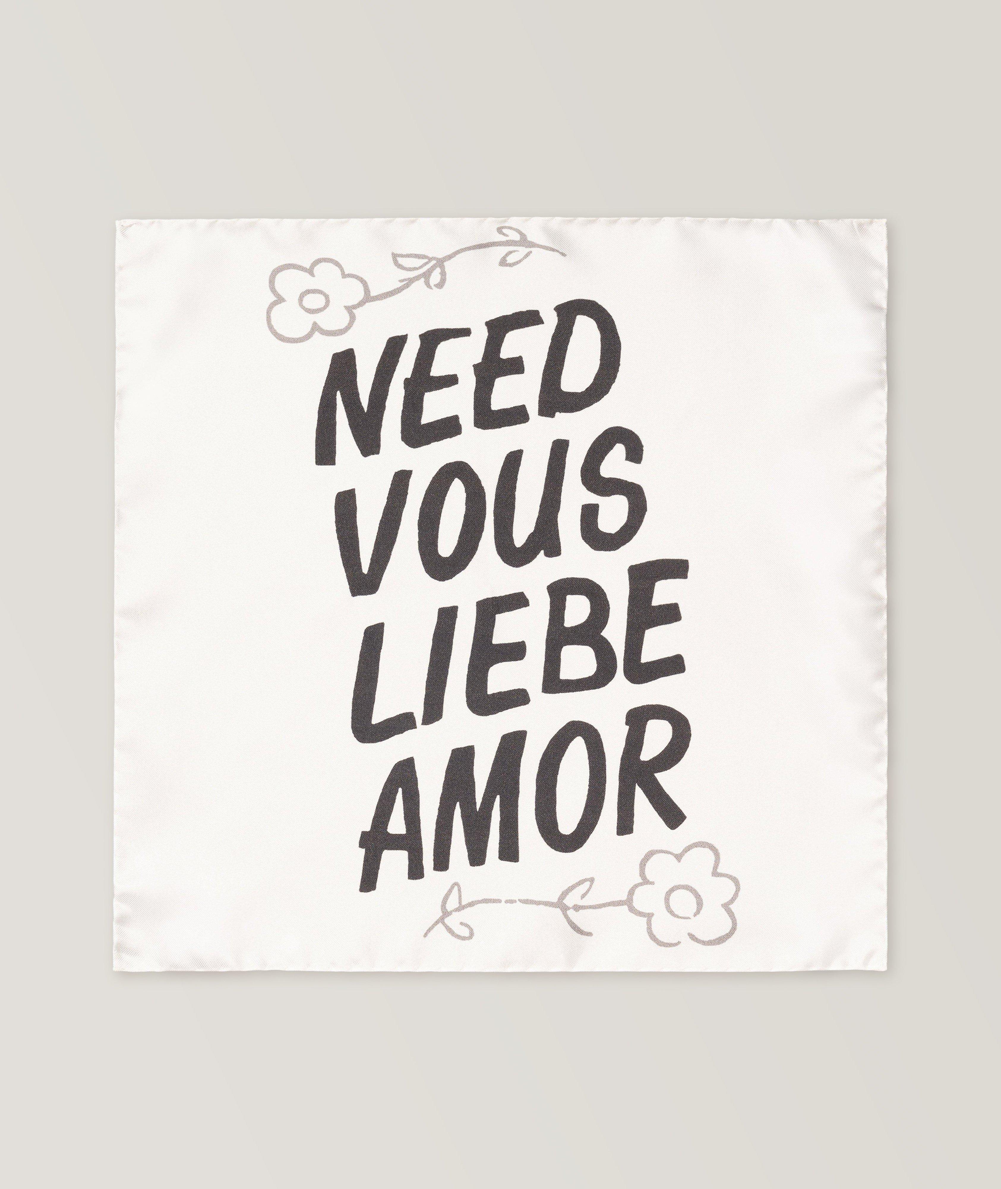 The Beatles Collection "Need Vous Liebe Amor" Silk Pocket Square image 0
