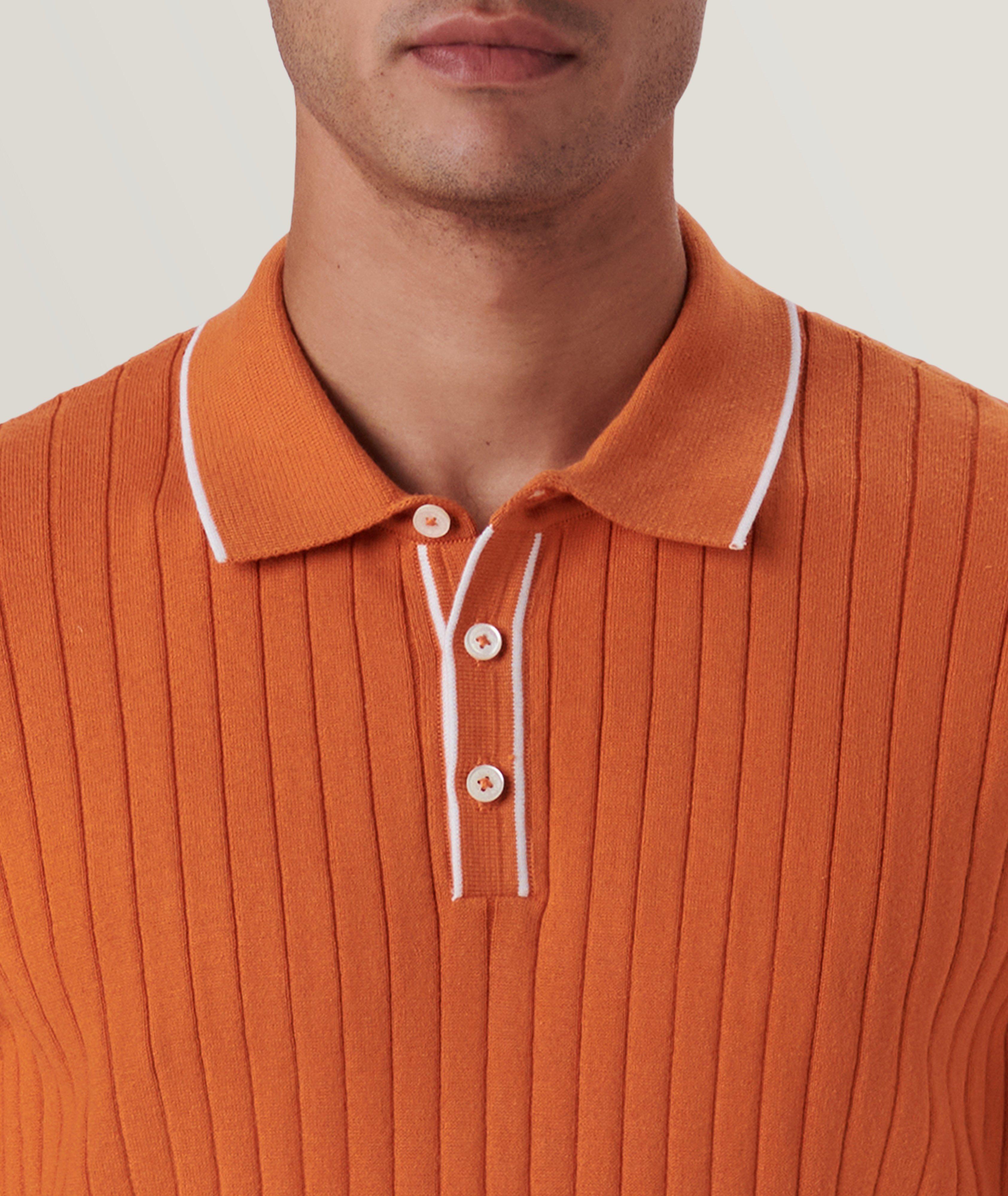 Rib Knit Short Sleeve Polo Sweater image 1