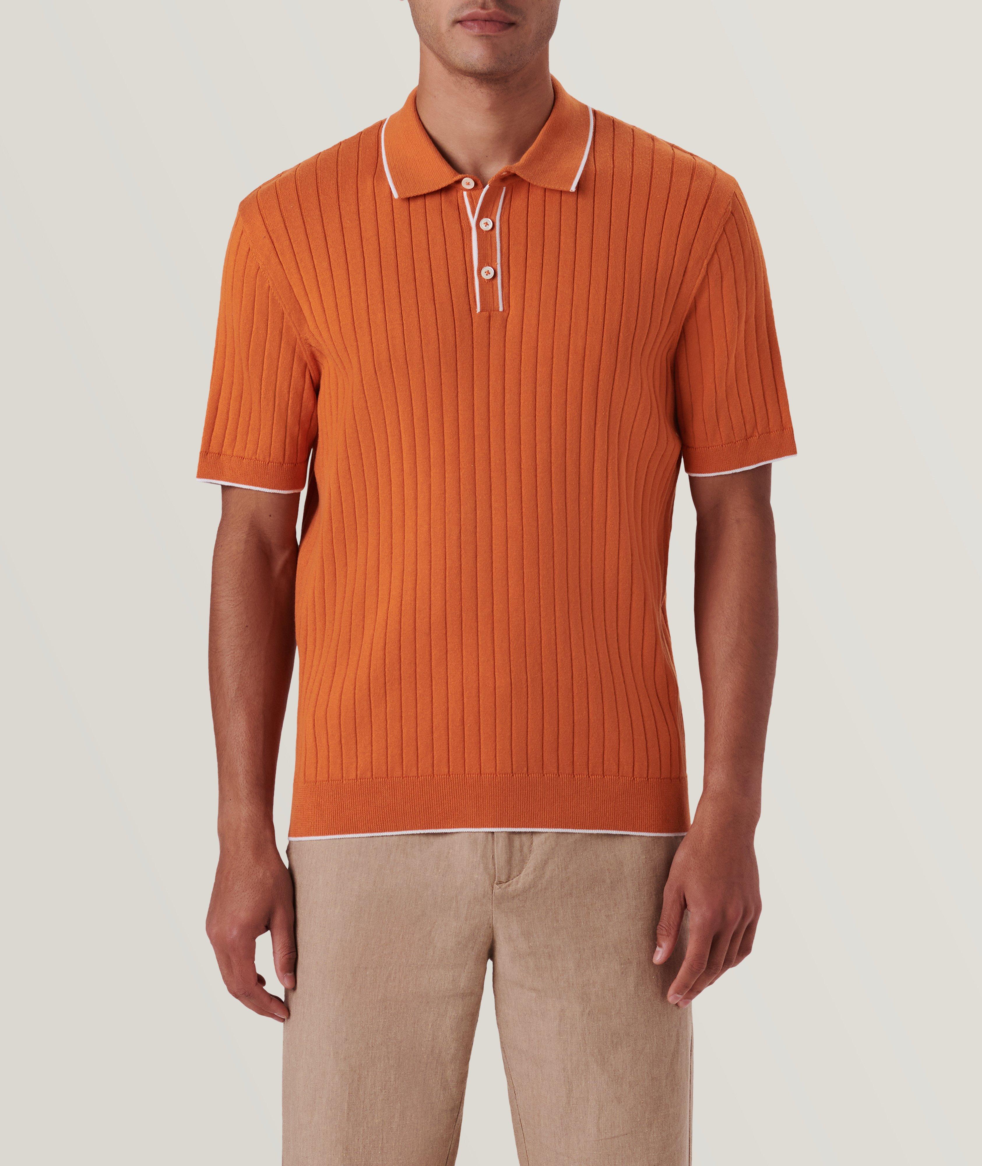 Rib Knit Short Sleeve Polo Sweater image 2