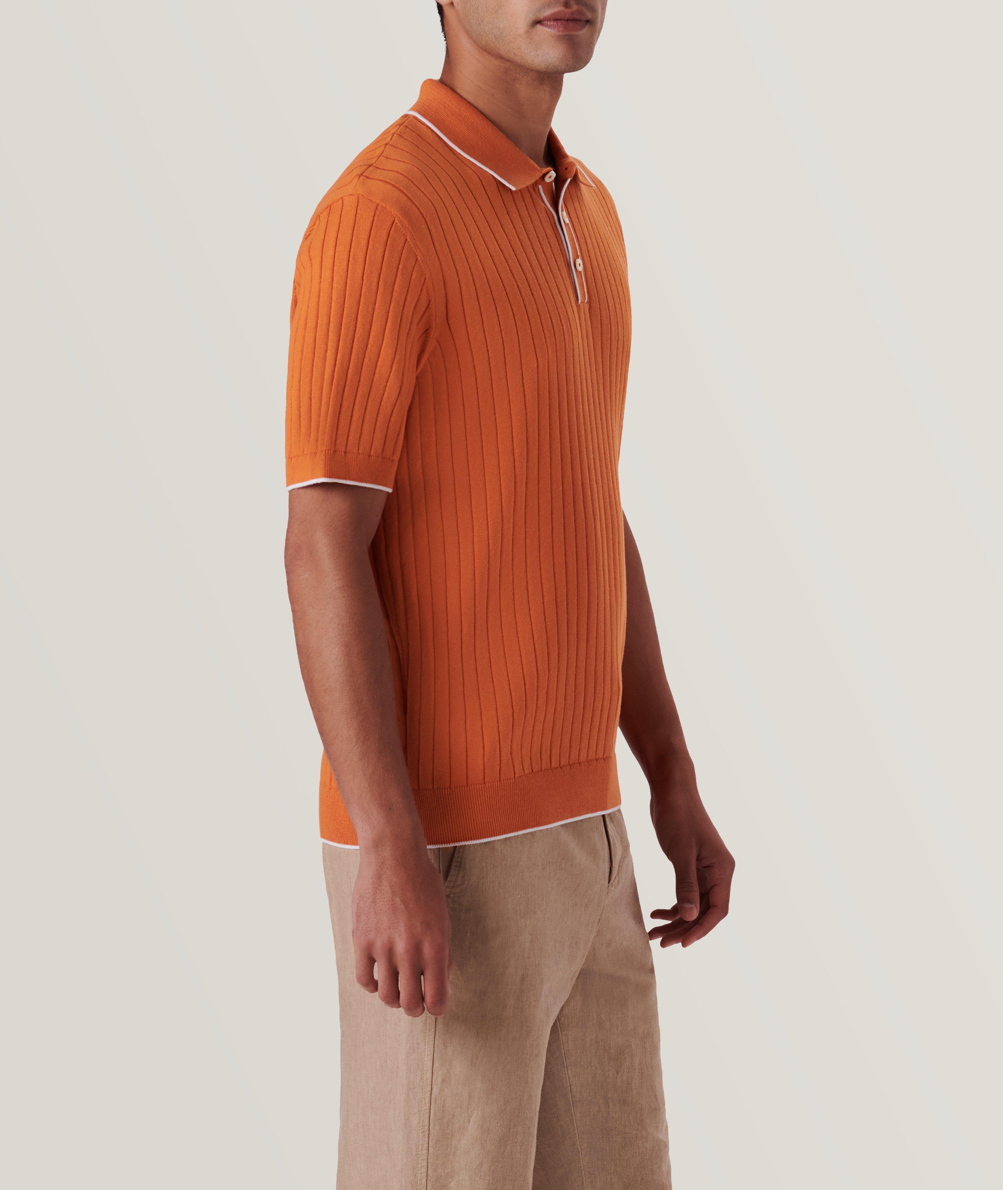 Rib Knit Short Sleeve Polo Sweater image 3