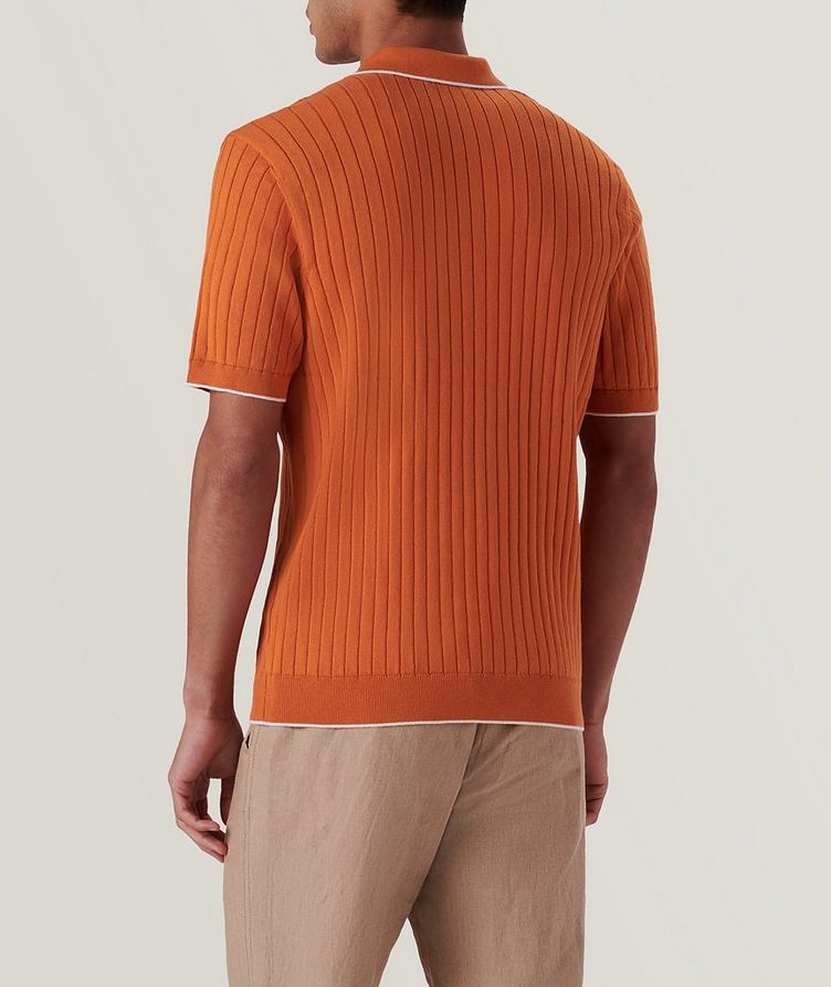 Rib Knit Short Sleeve Polo Sweater image 4
