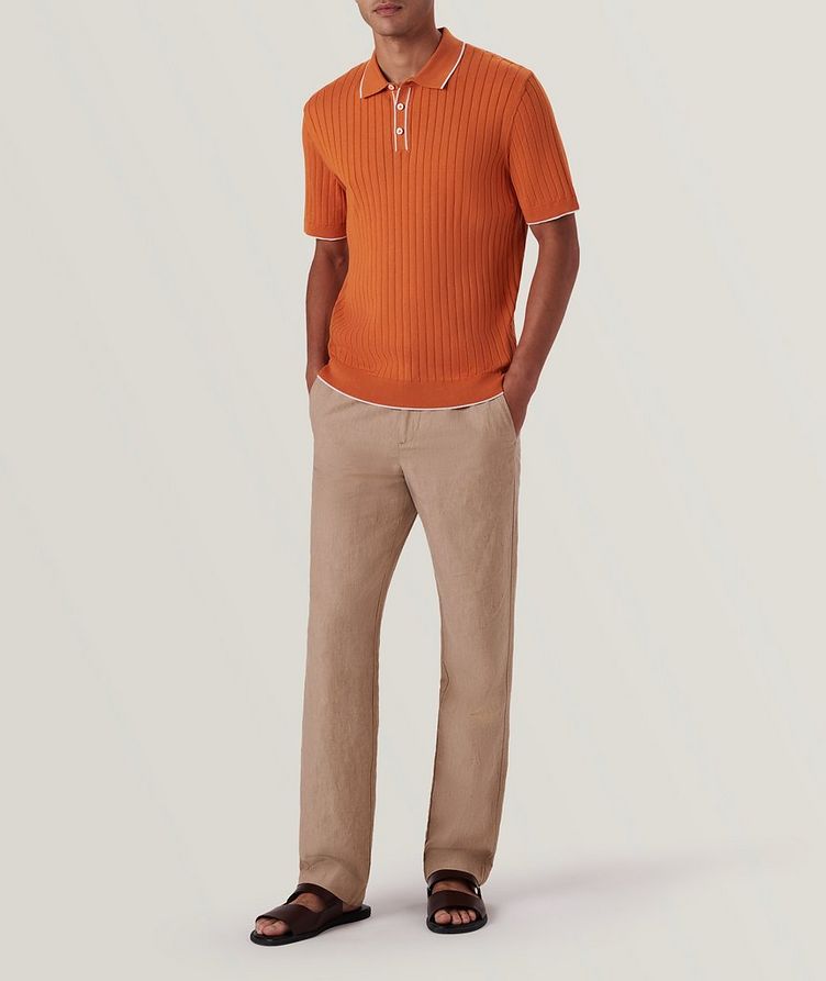 Polo en tricot côtelé à manches courtes image 5
