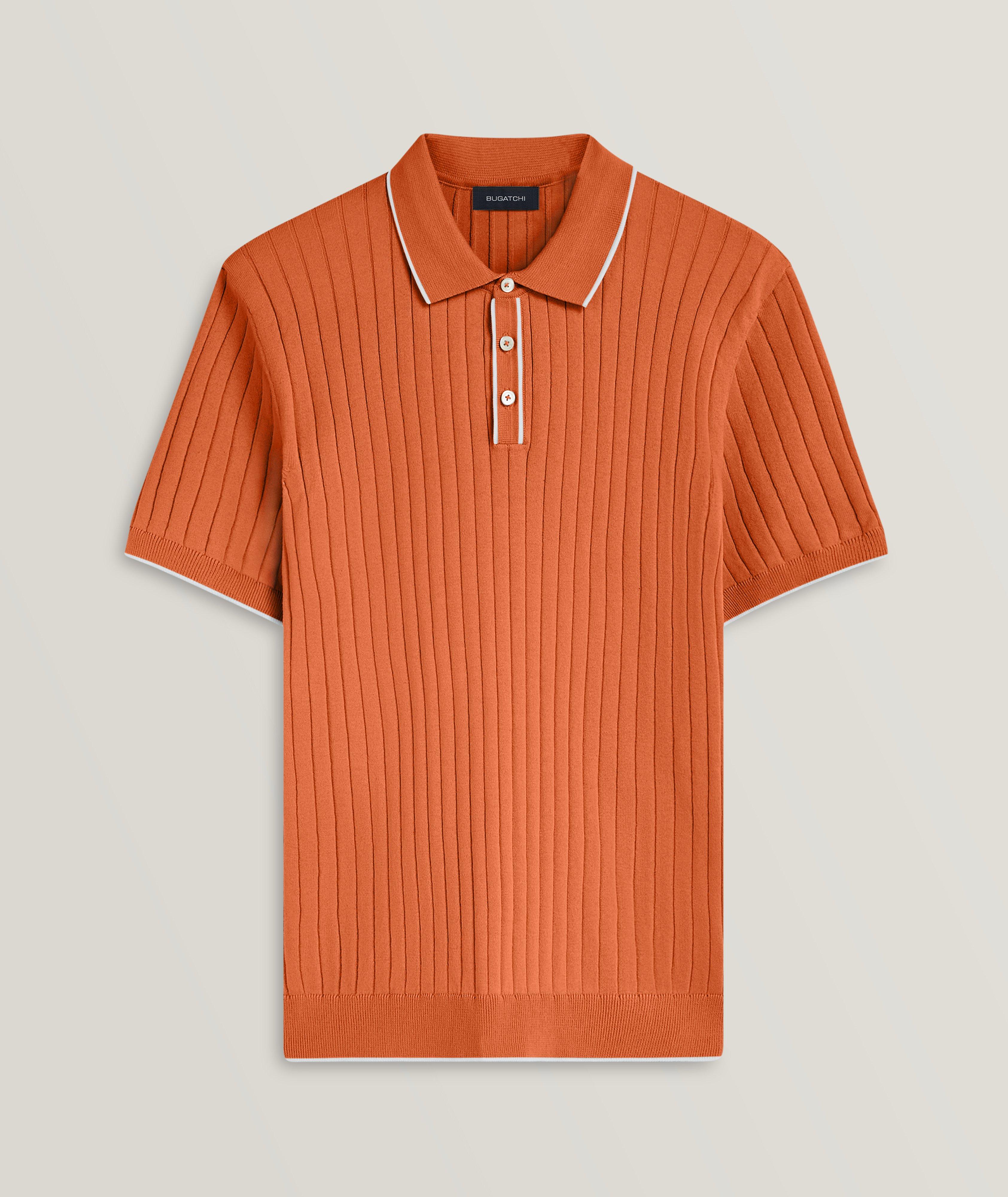 Rib Knit Short Sleeve Polo Sweater image 0