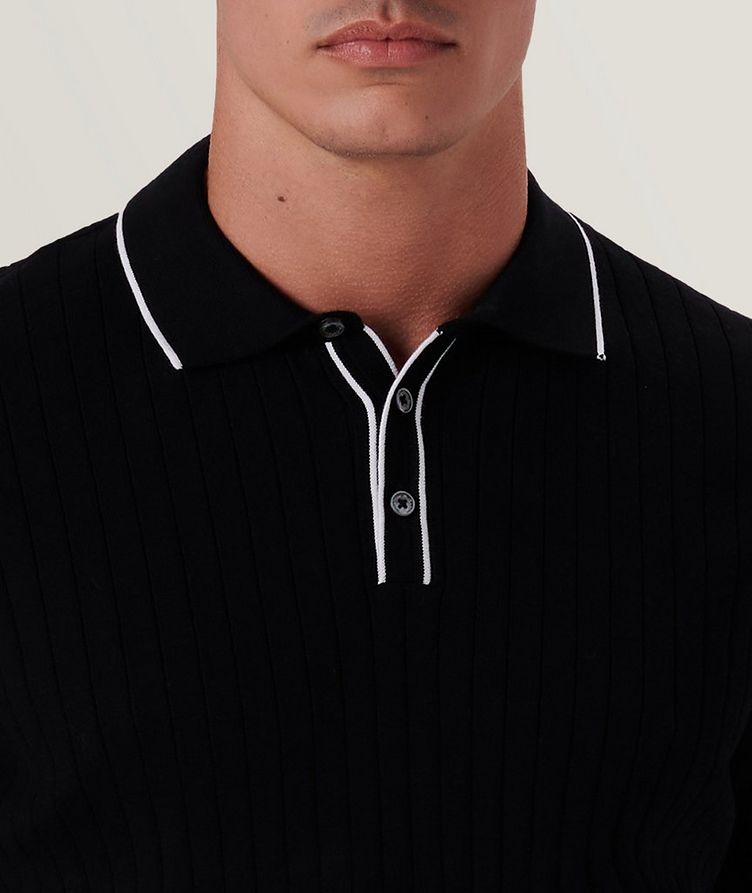 Rib Knit Short Sleeve Polo Sweater image 1