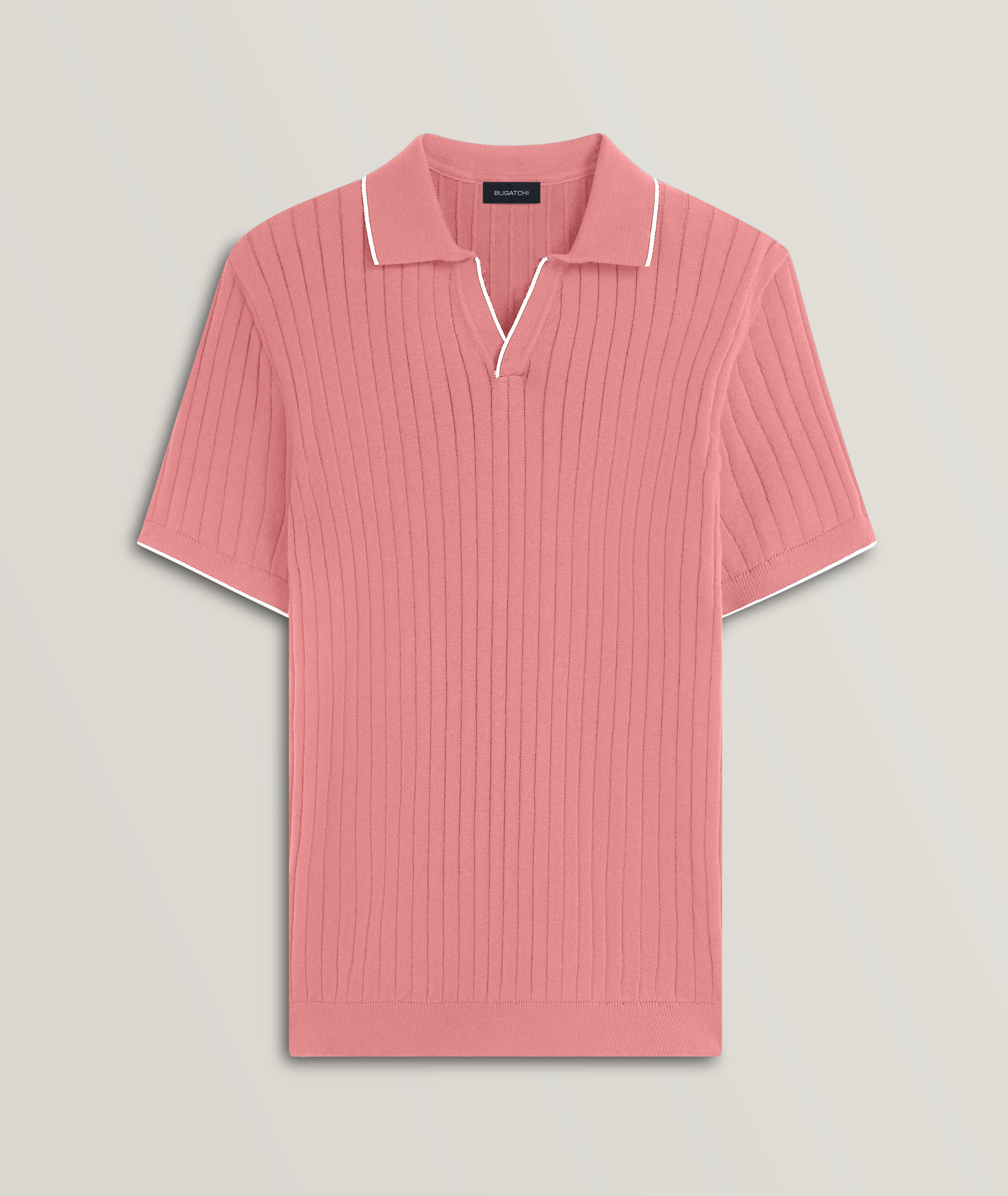 Ribbed Knit Cotton-Blend Polo