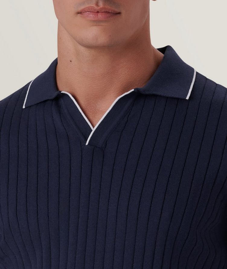 Ribbed Knit Cotton-Blend Polo image 1