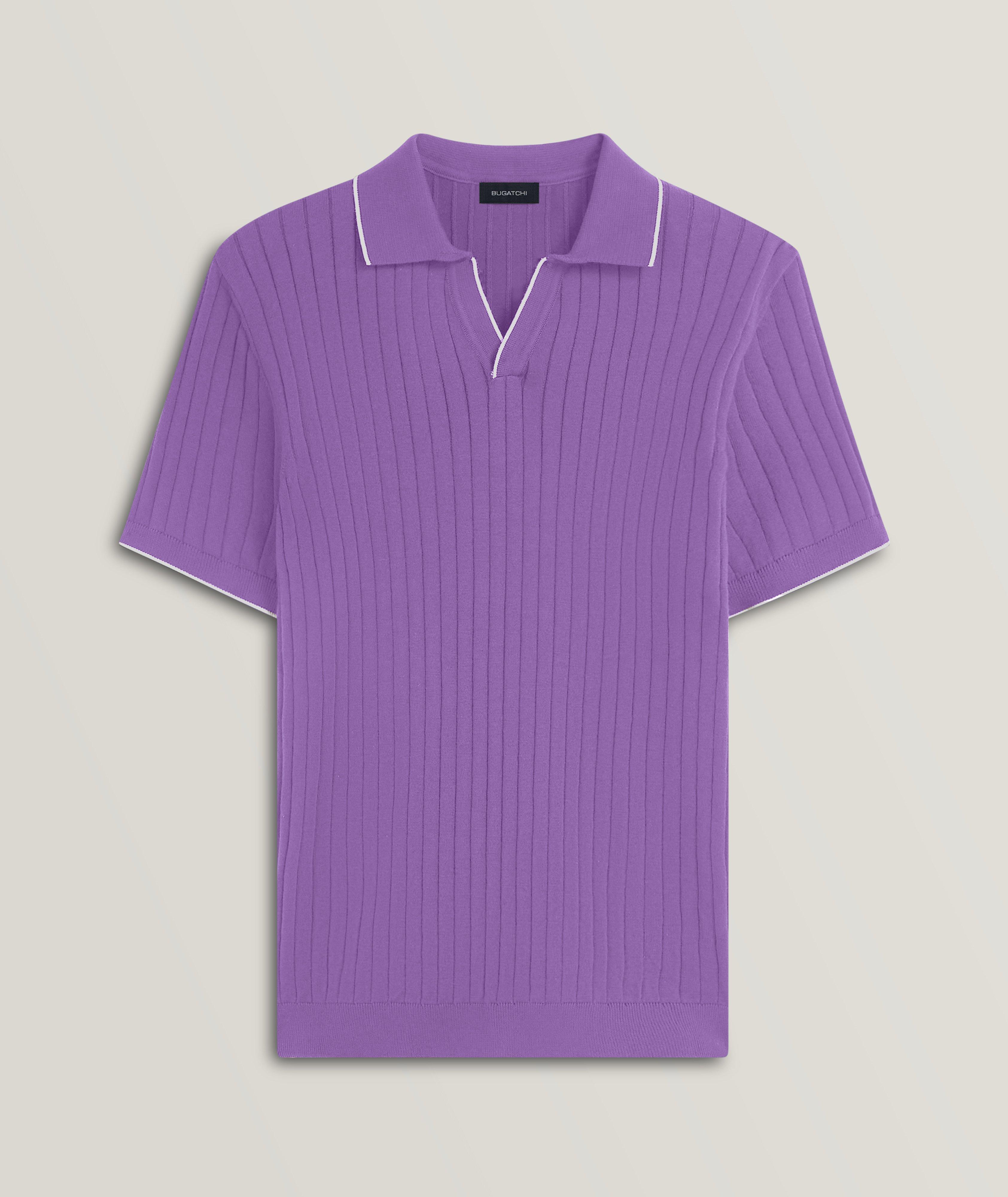 Ribbed Knit Cotton-Blend Polo image 0