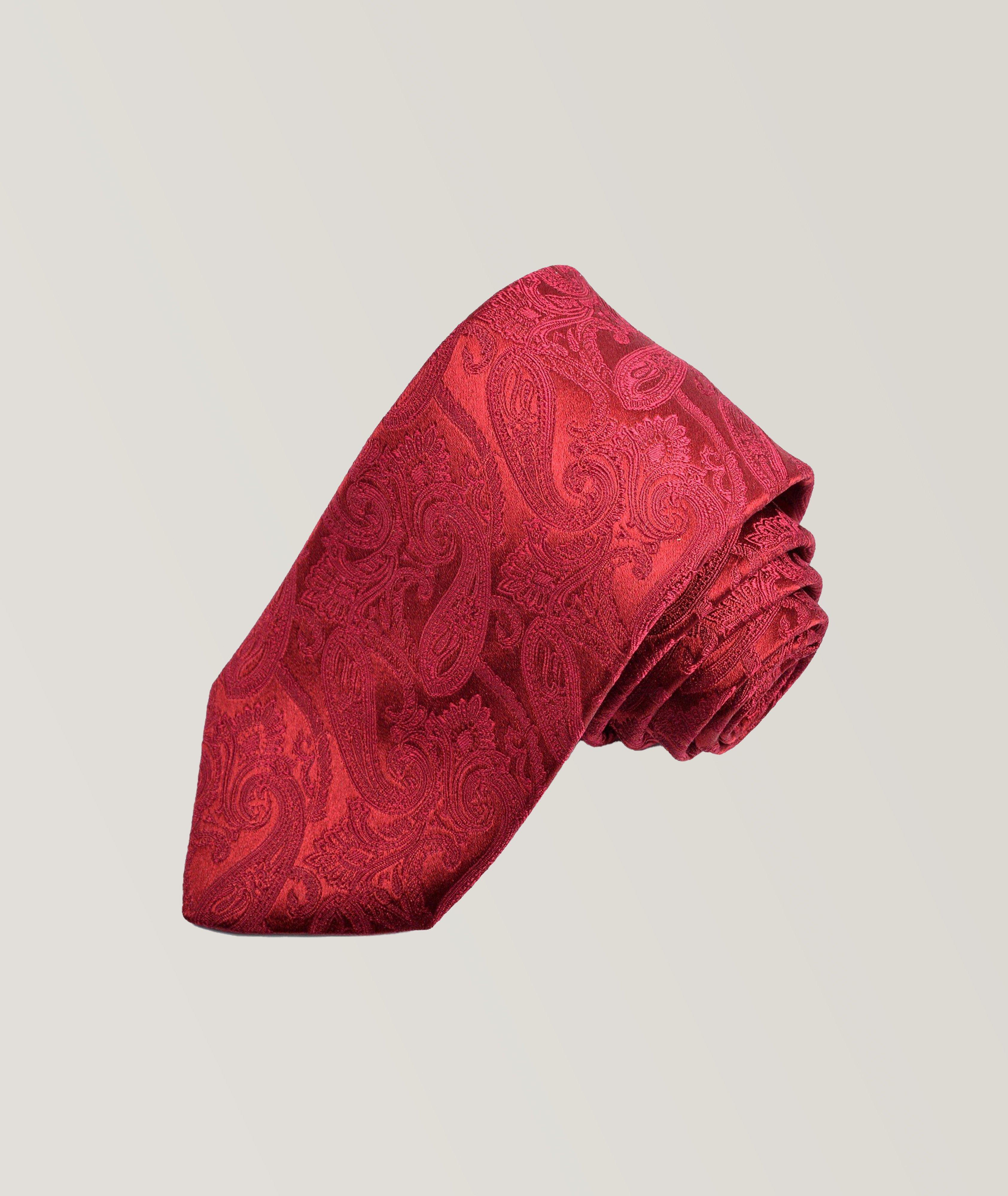 Silk Woven Jacquard Paisley Bird Tie image 0