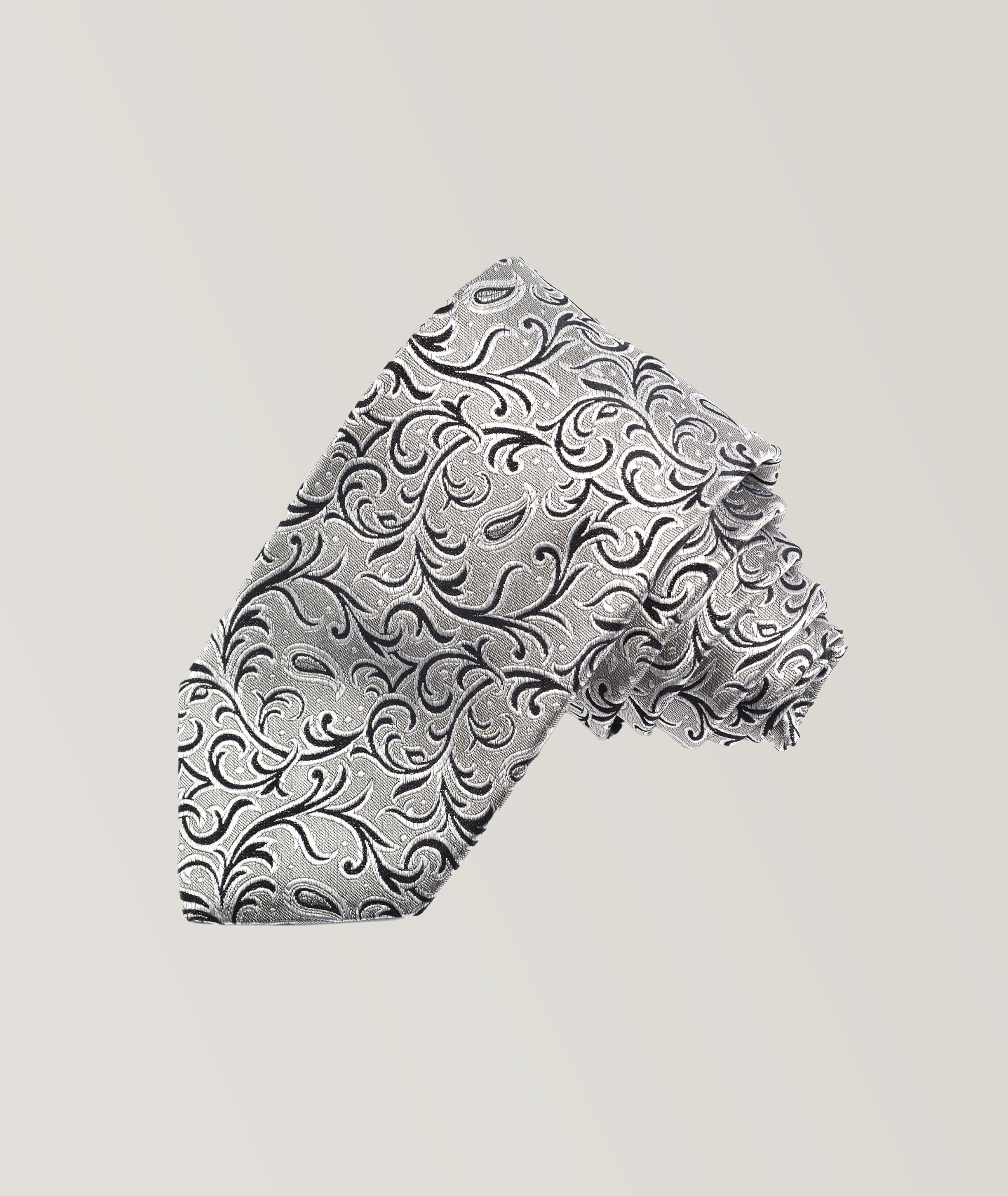 Metallic Vine Teardrop Jacquard Silk Tie