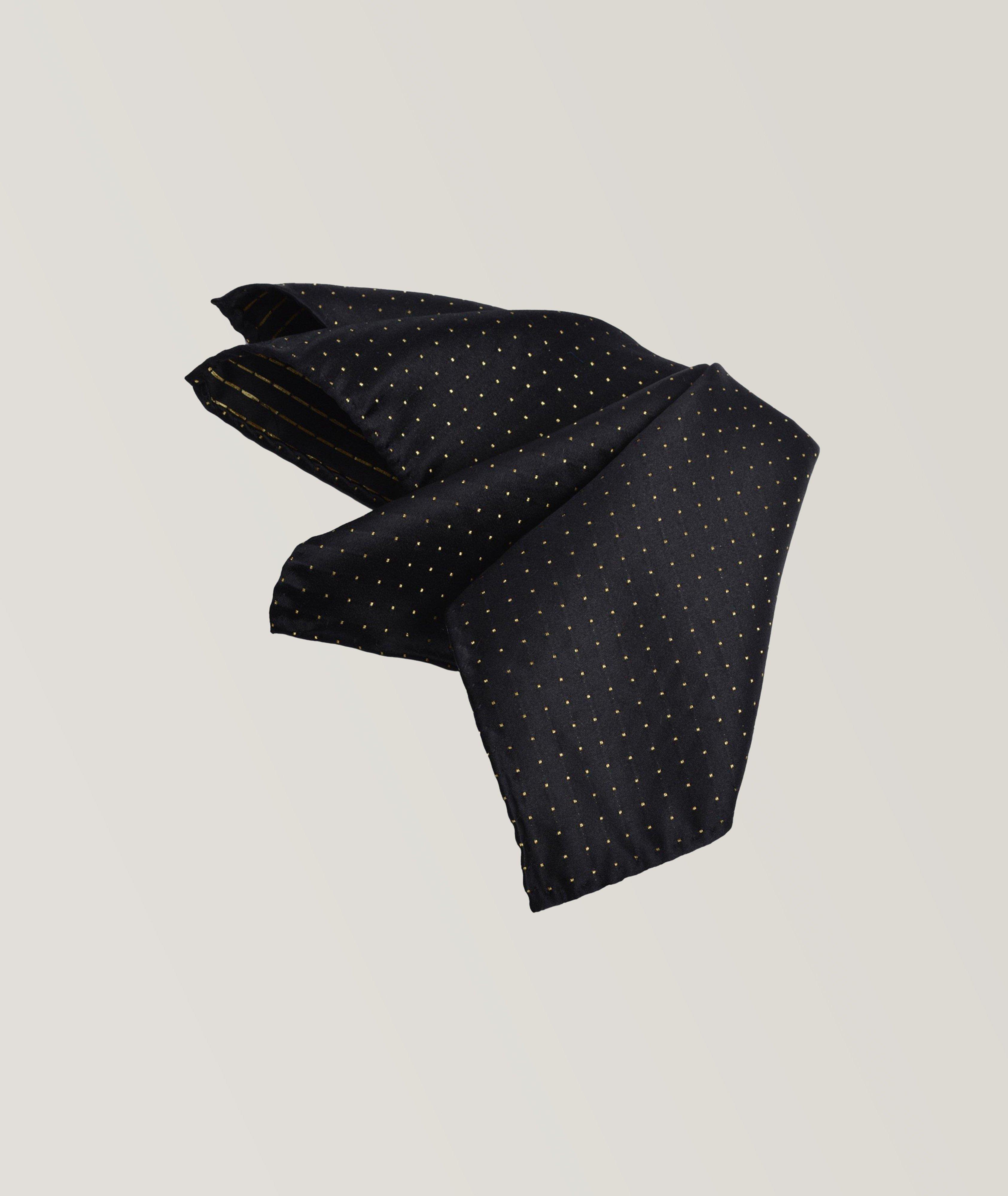 Dotted Micro Neat Lurex Woven Jacquard Silk Pocket Square image 0