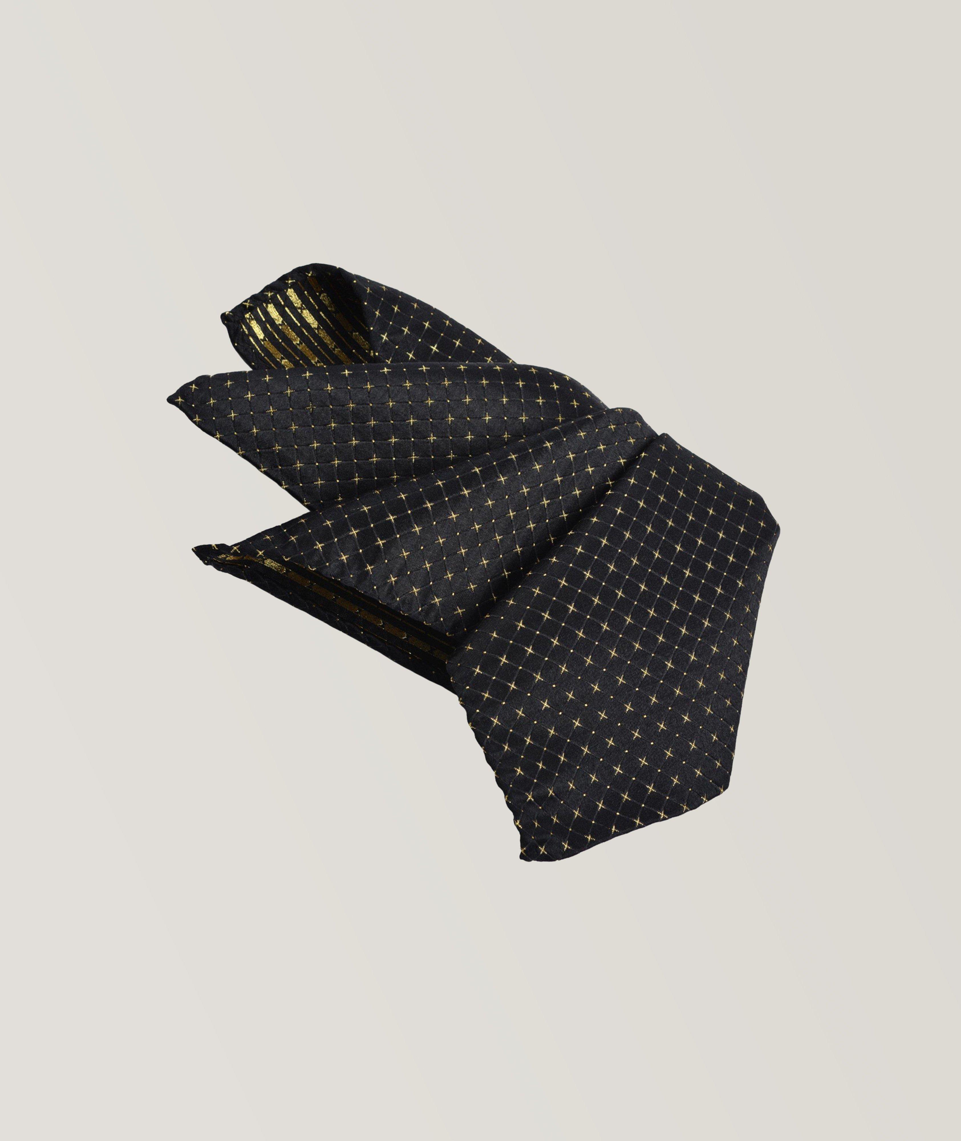 Dotted Micro Neat Lurex Woven Jacquard Silk Pocket Square image 0