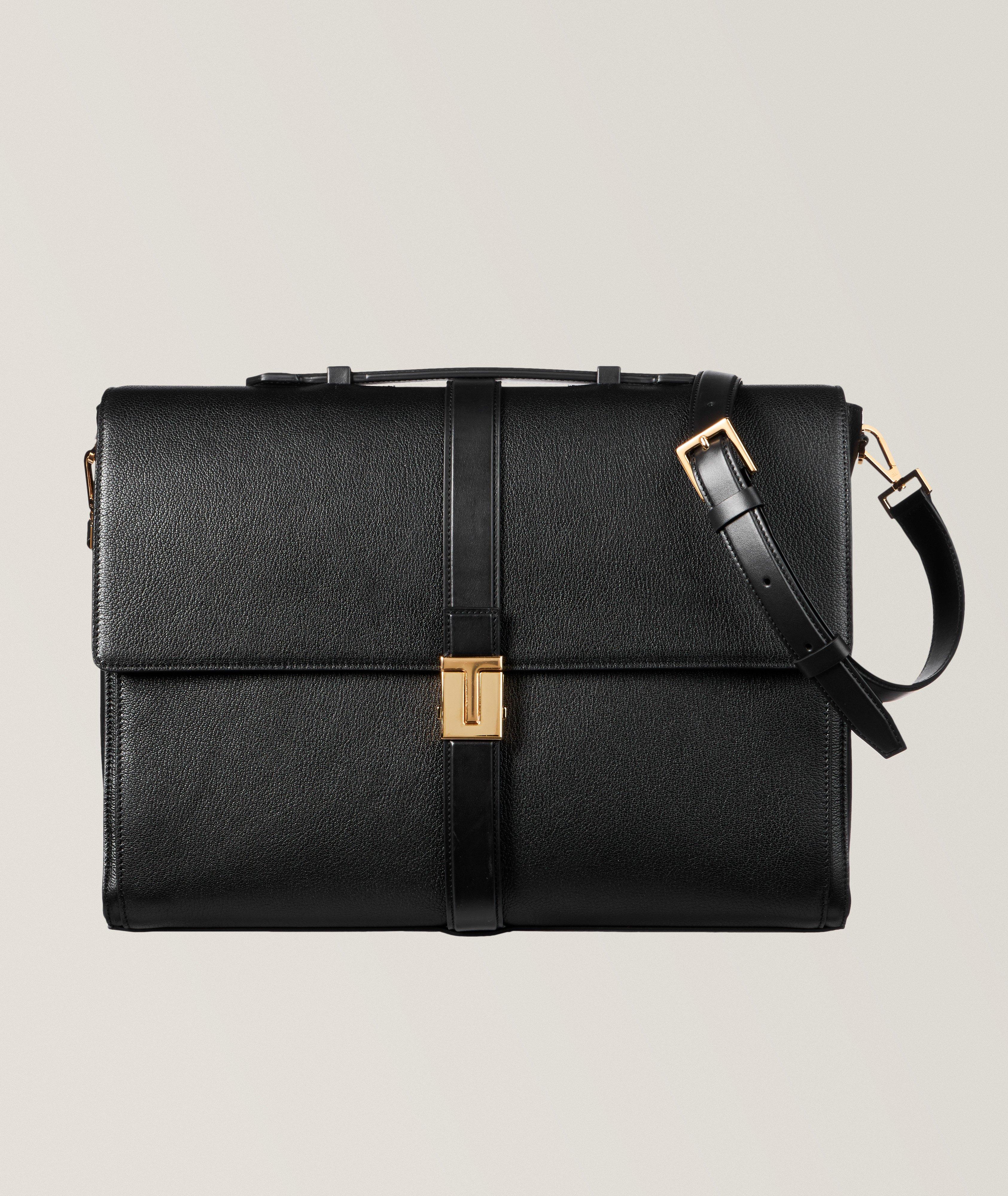 T-Buckle Leather Briefcase