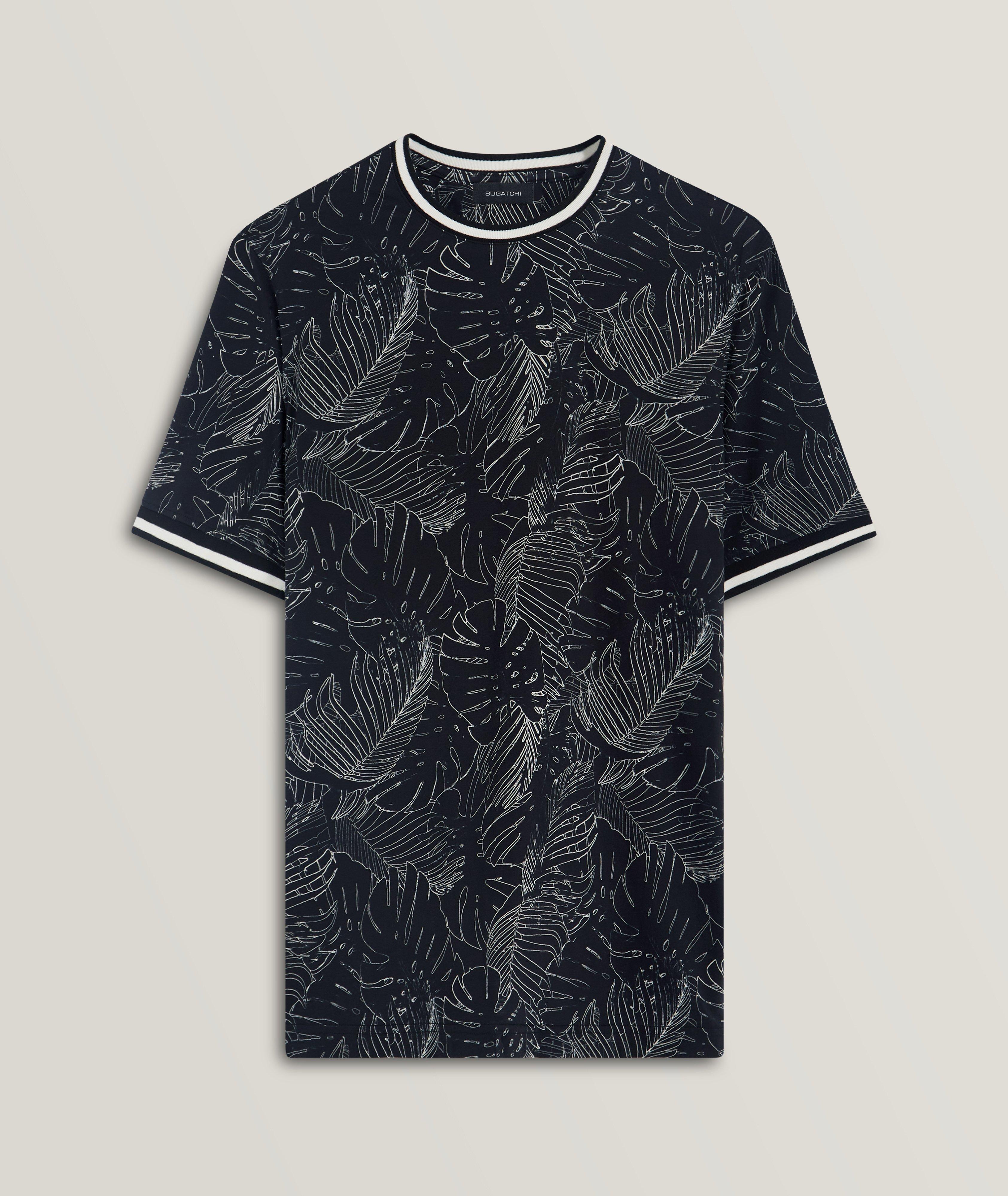 Palm Leaf Pattern Cotton T-Shirt