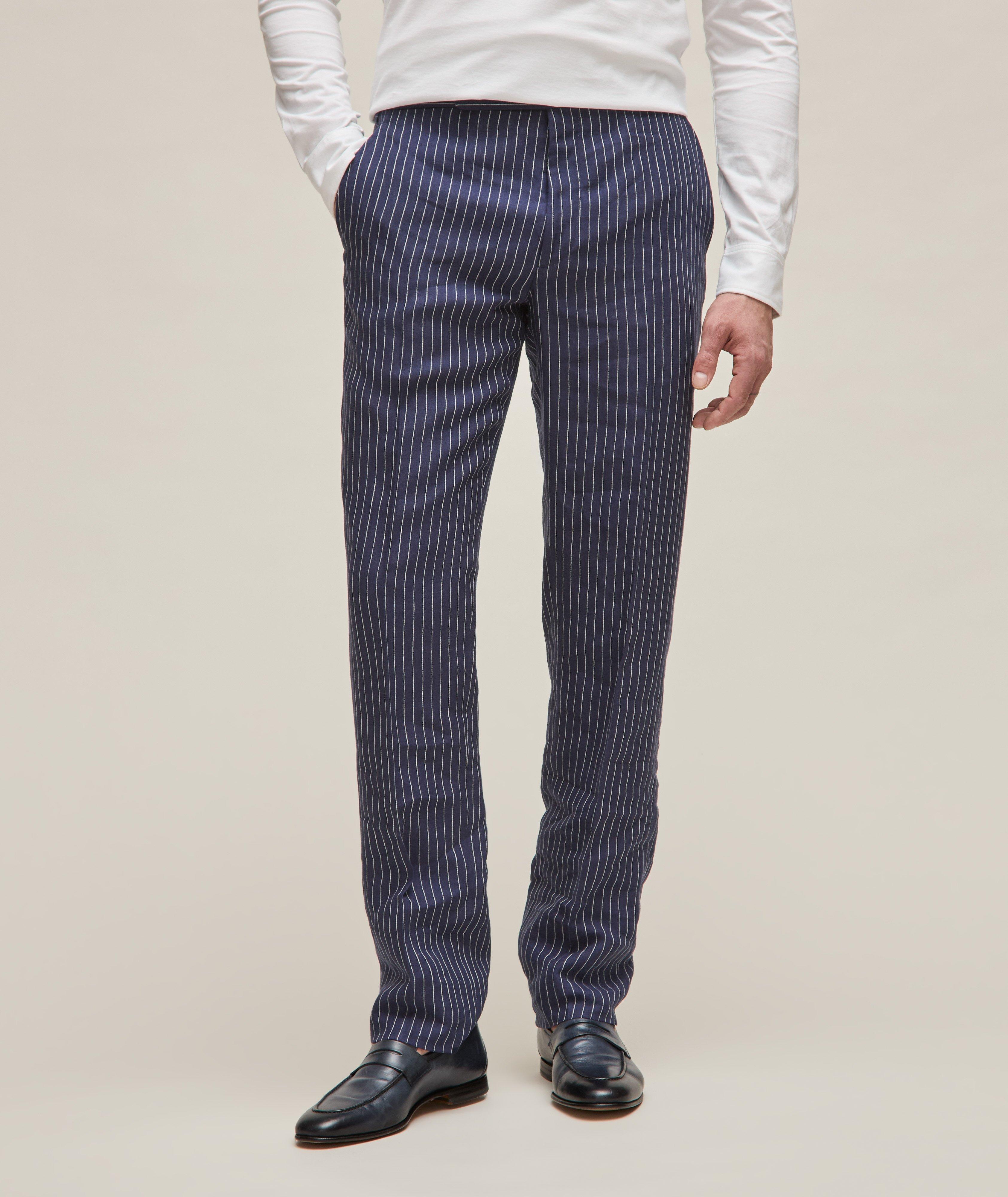 Gregory Narrow Striped Linen Pants  image 2