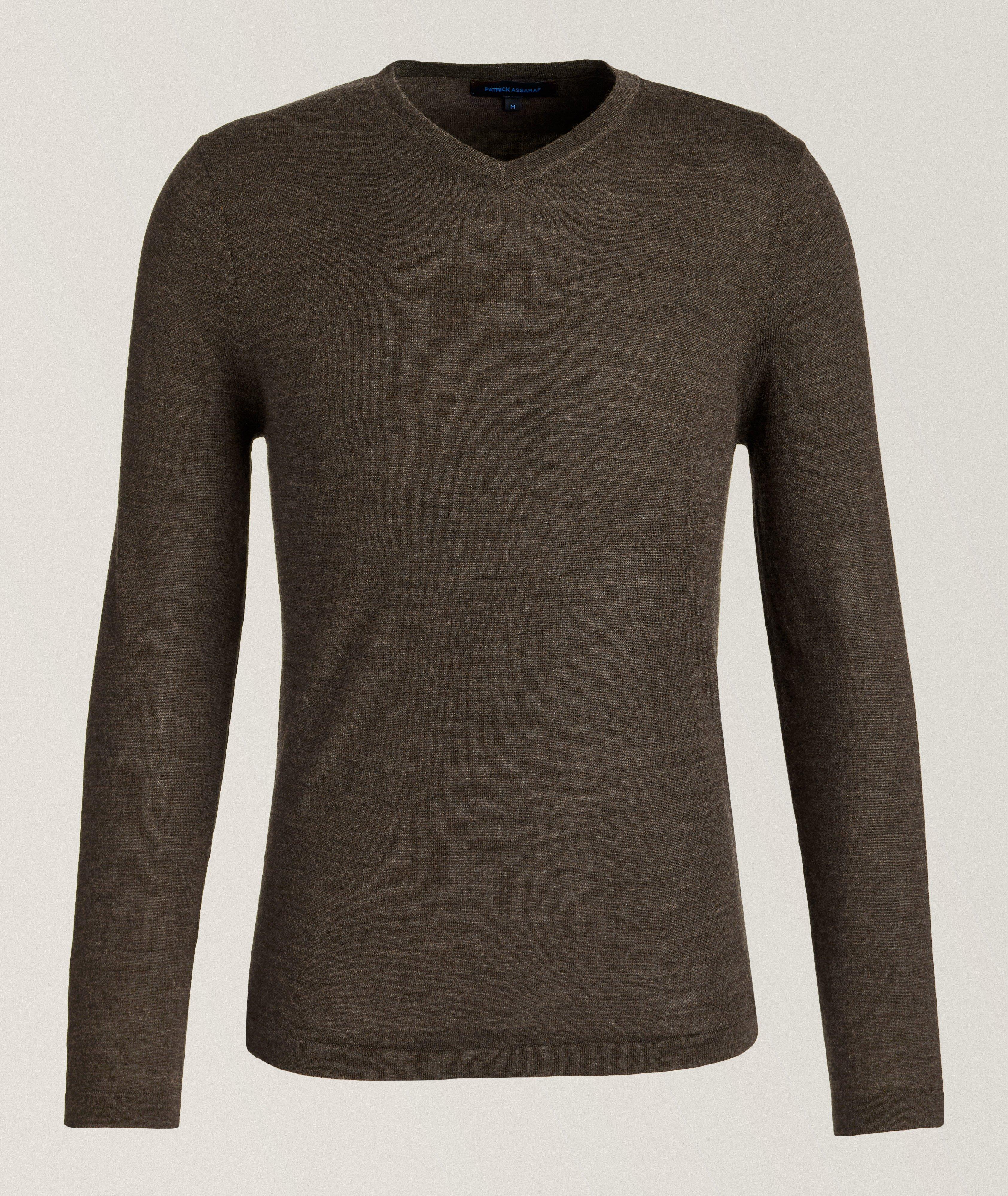 Mélange Merino Wool V Neck Sweater image 0