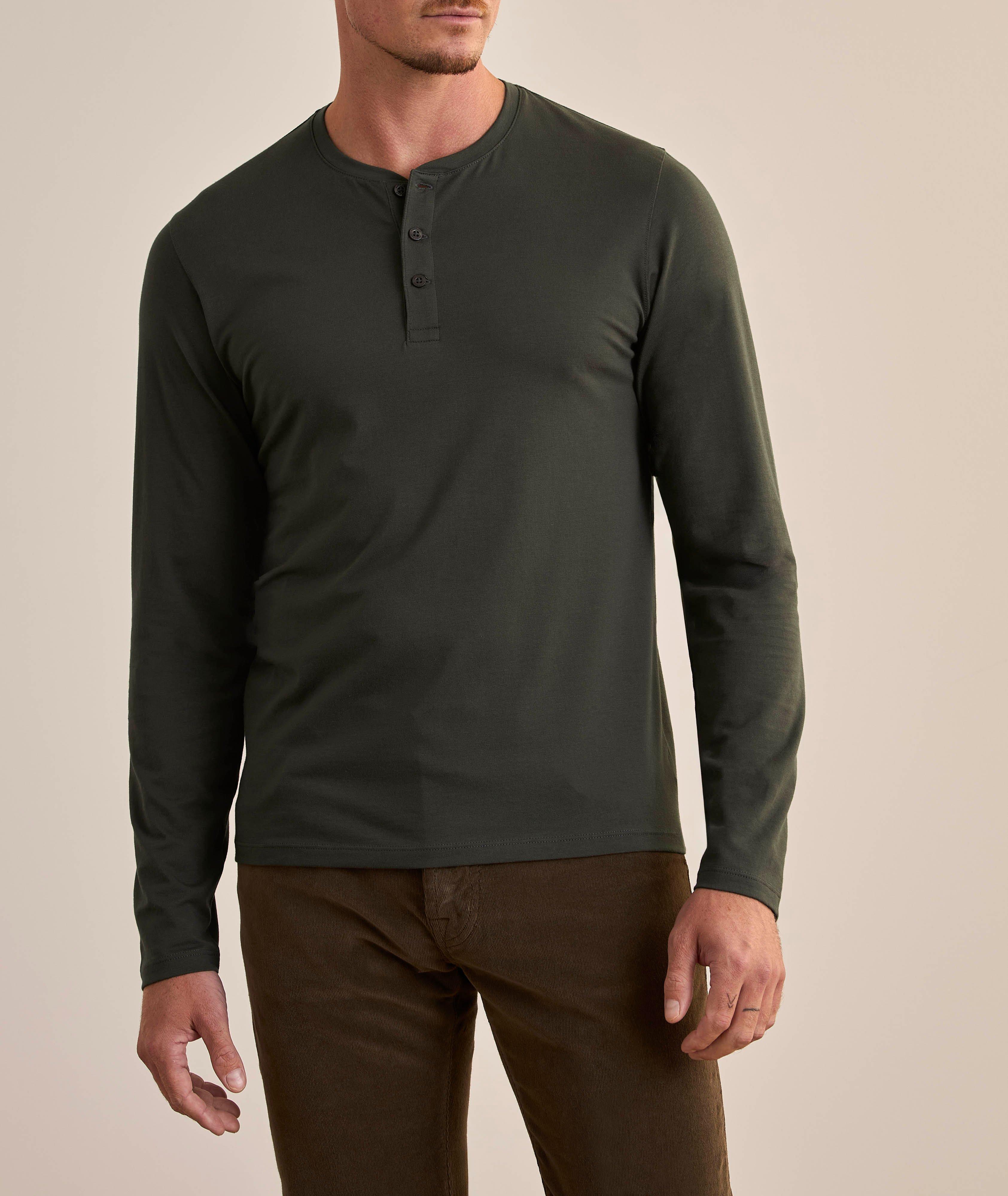 Pull en coton pima extensible à encolure boutonnée image 1