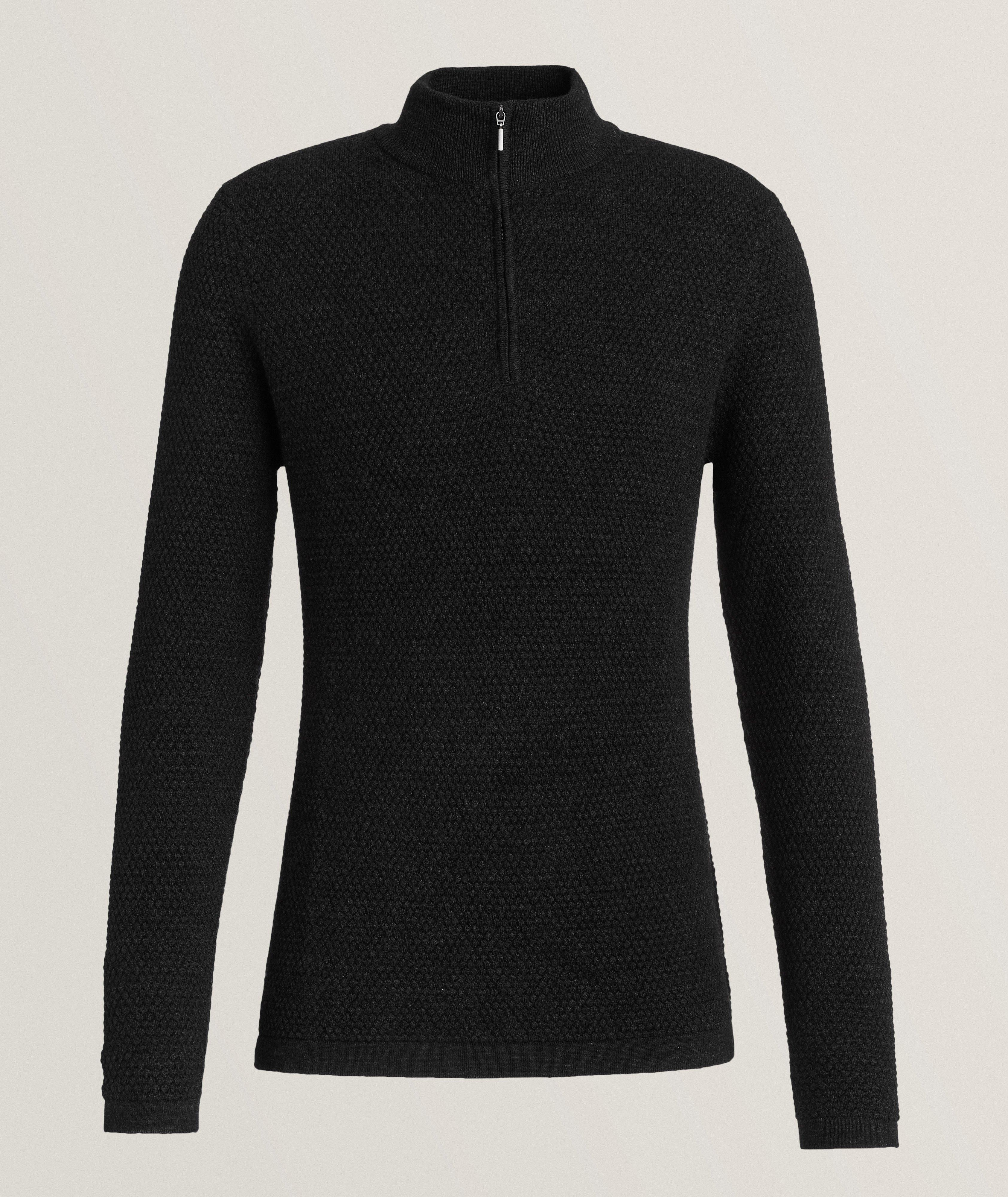 Pull en laine mérinos à glissière partielle image 0