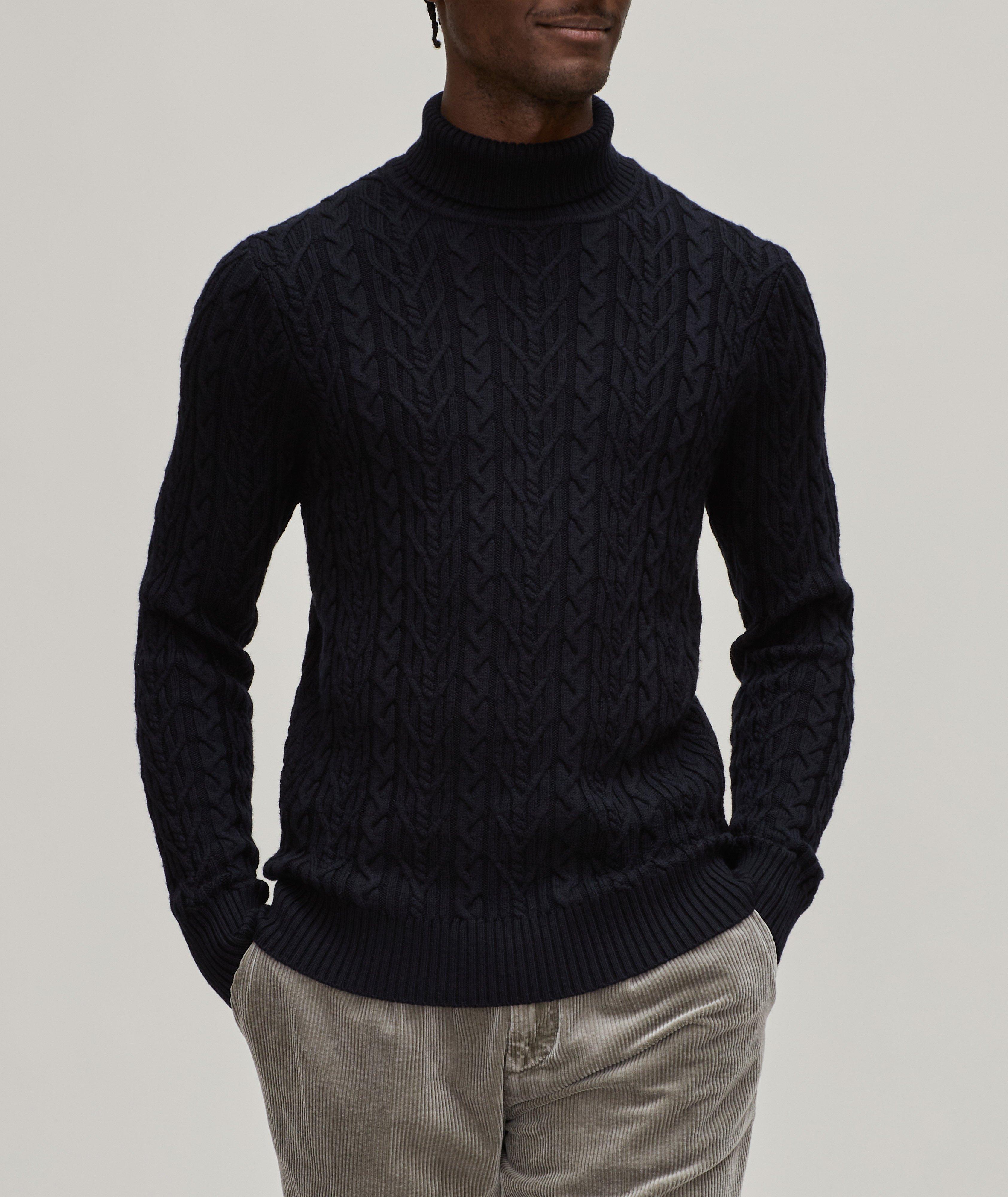 Extrafine Merino Wool Cable Knit Turtleneck Sweater image 1