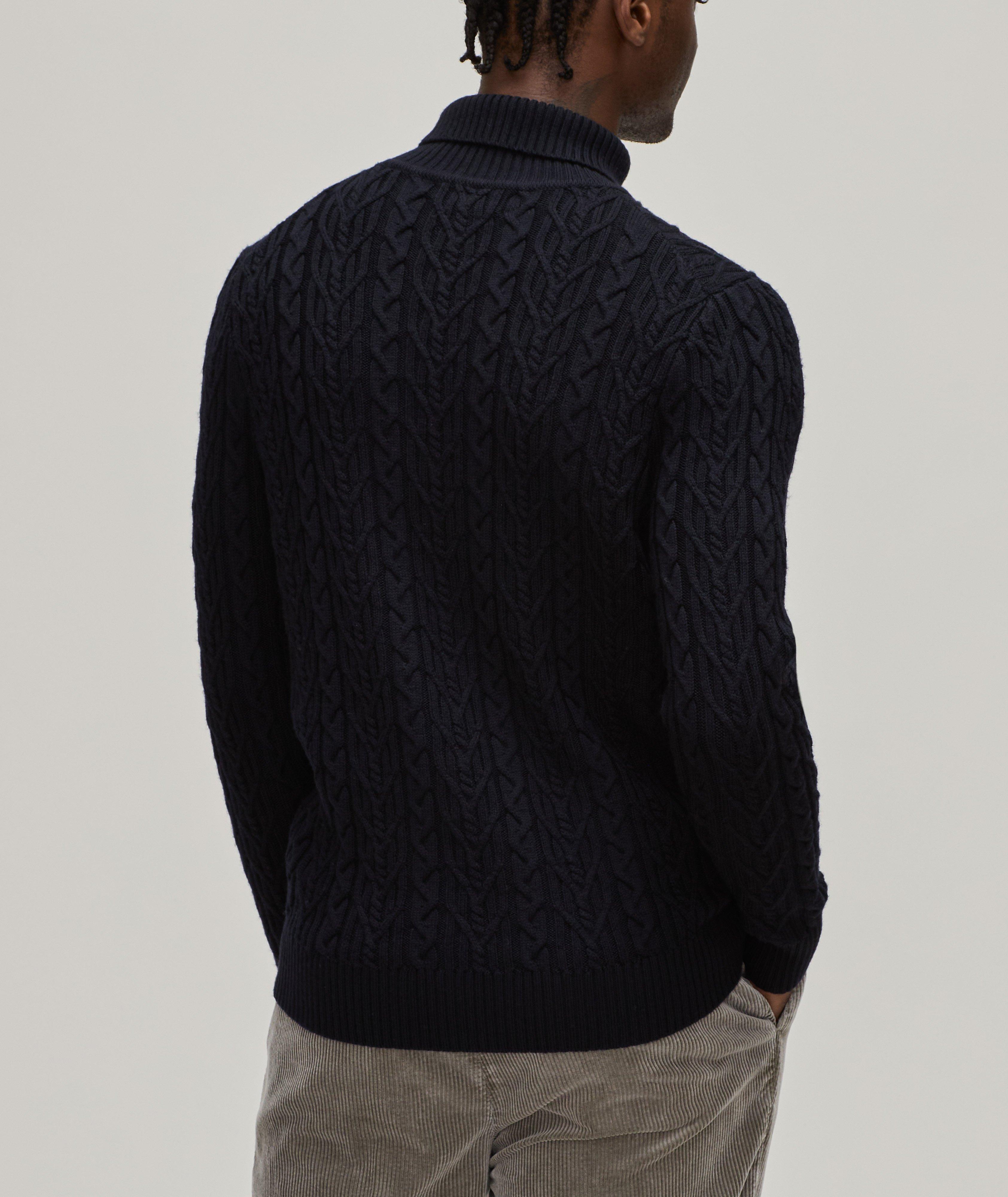 Extrafine Merino Wool Cable Knit Turtleneck Sweater image 2