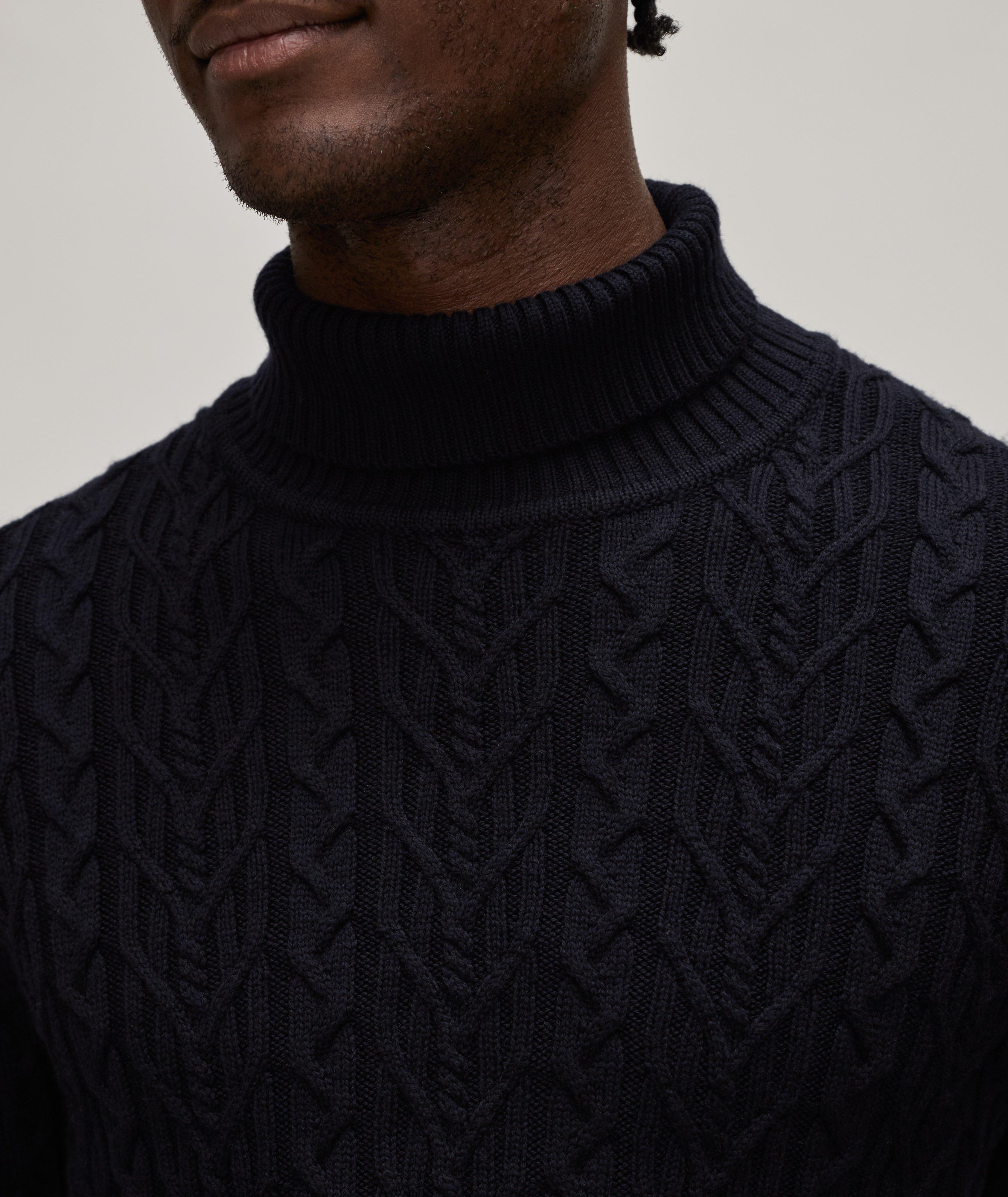 Extrafine Merino Wool Cable Knit Turtleneck Sweater image 3