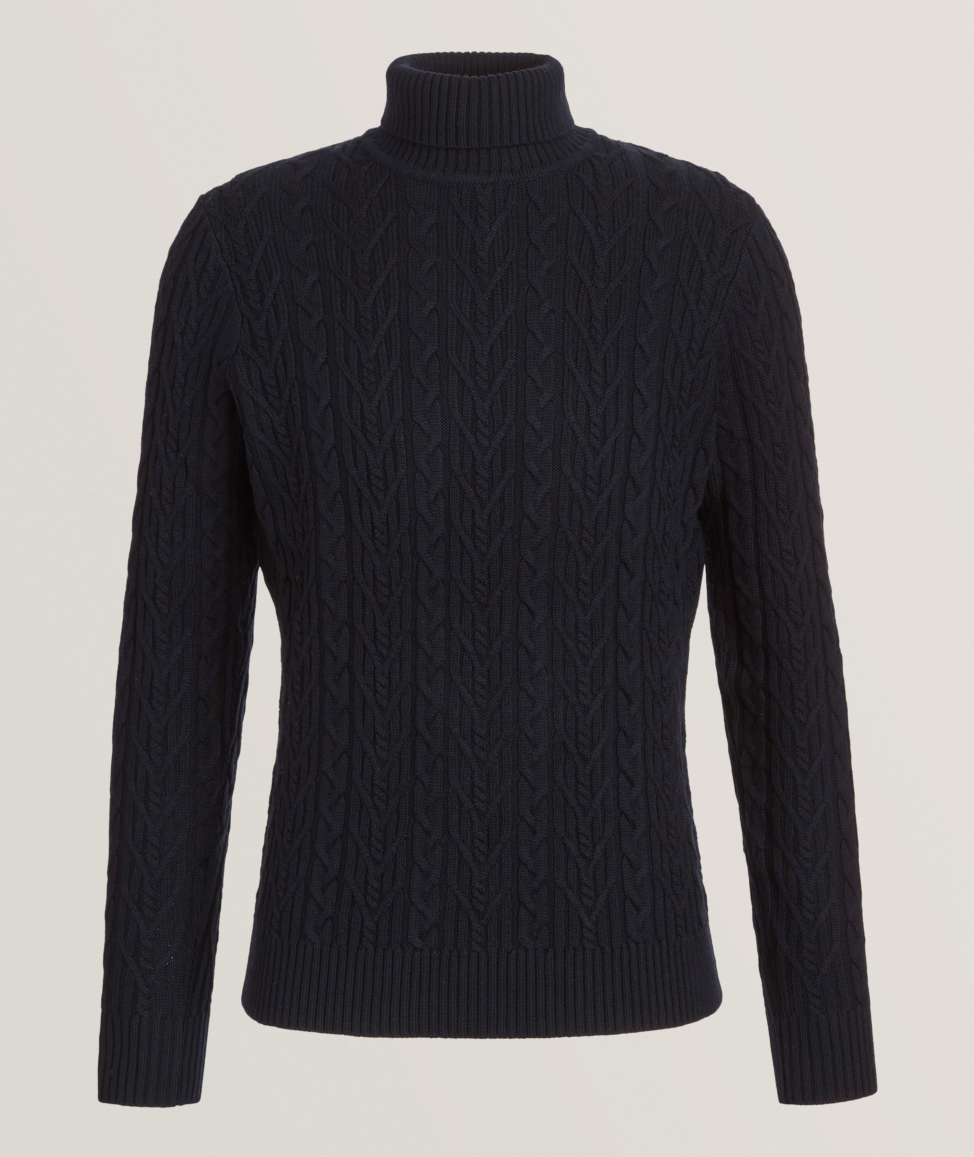 Extrafine Merino Wool Cable Knit Turtleneck Sweater image 0