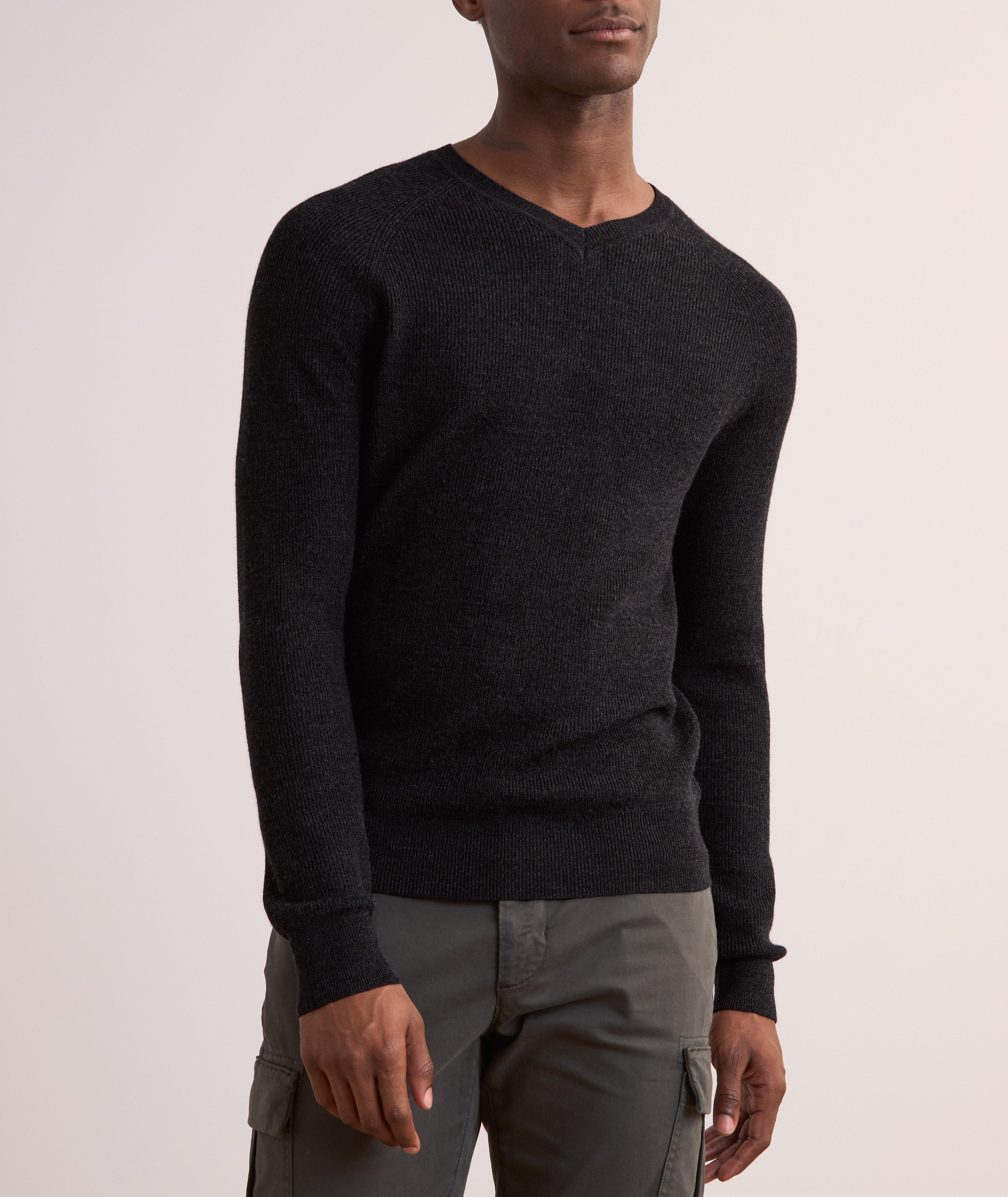 Extrafine Merino Wool Ribbed V-Neck Sweater image 1