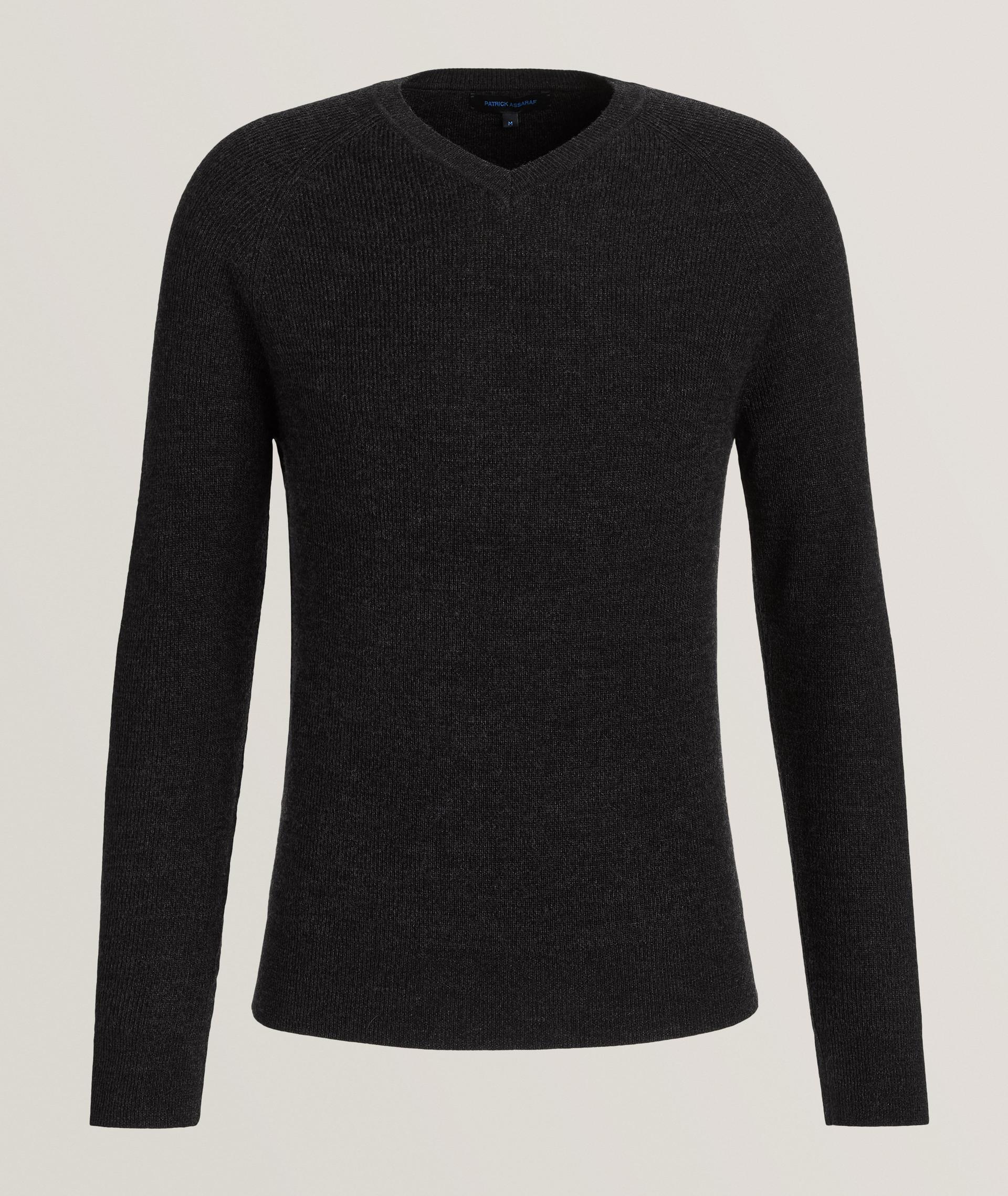 Extrafine Merino Wool Ribbed V-Neck Sweater image 0