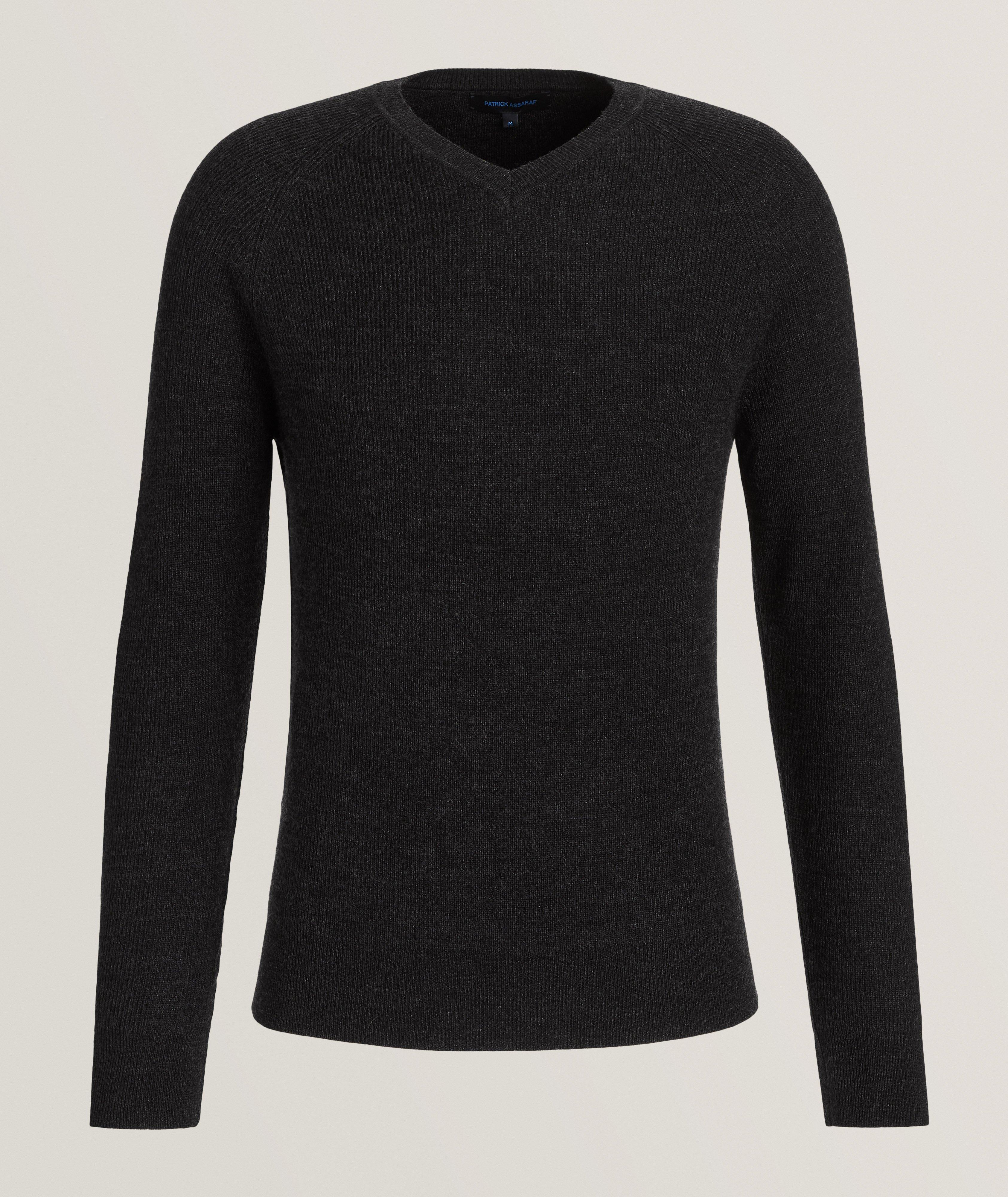 Extrafine Merino Wool Ribbed V-Neck Sweater image 0