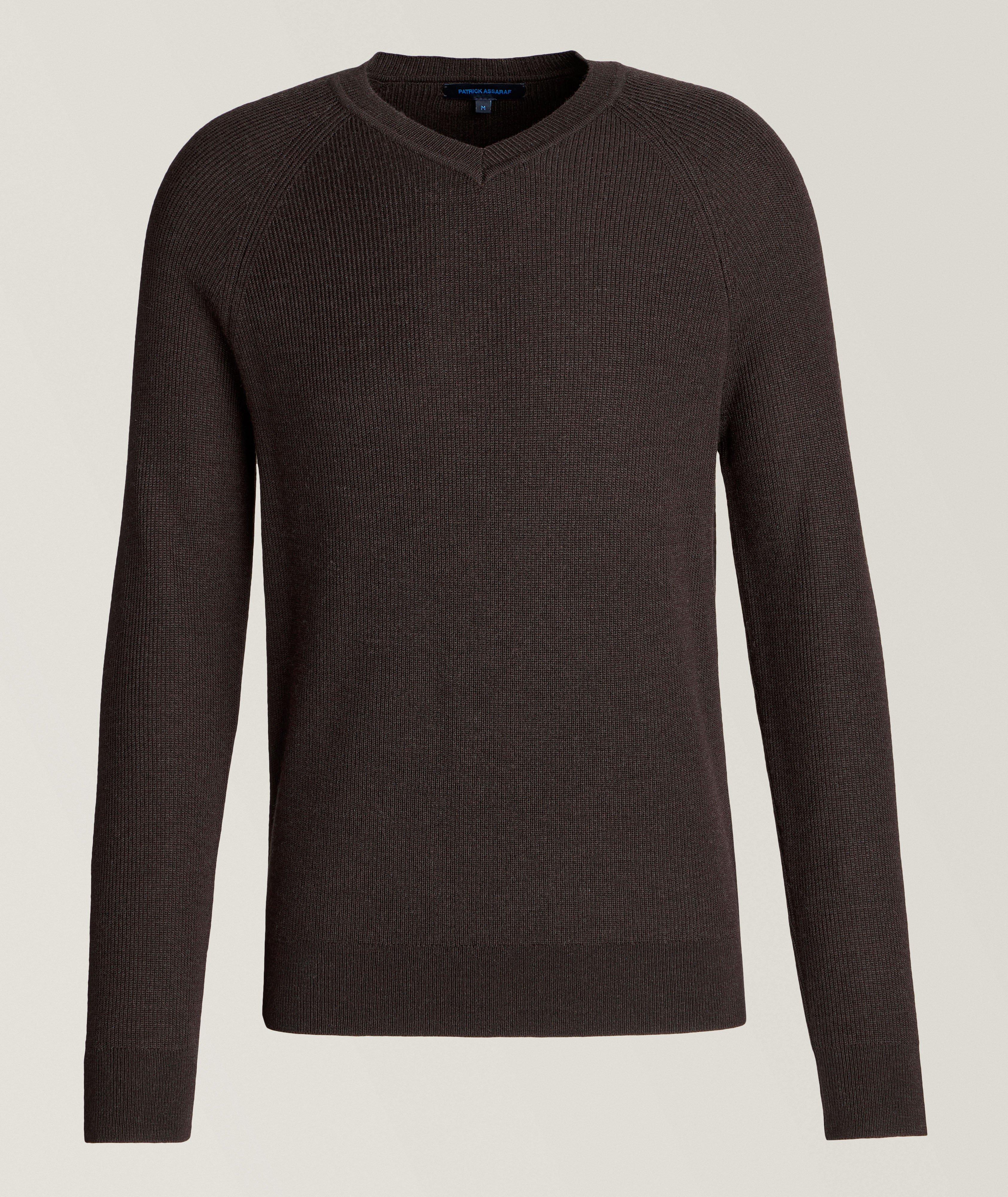 Extrafine Merino Wool Ribbed V-Neck Sweater  image 0