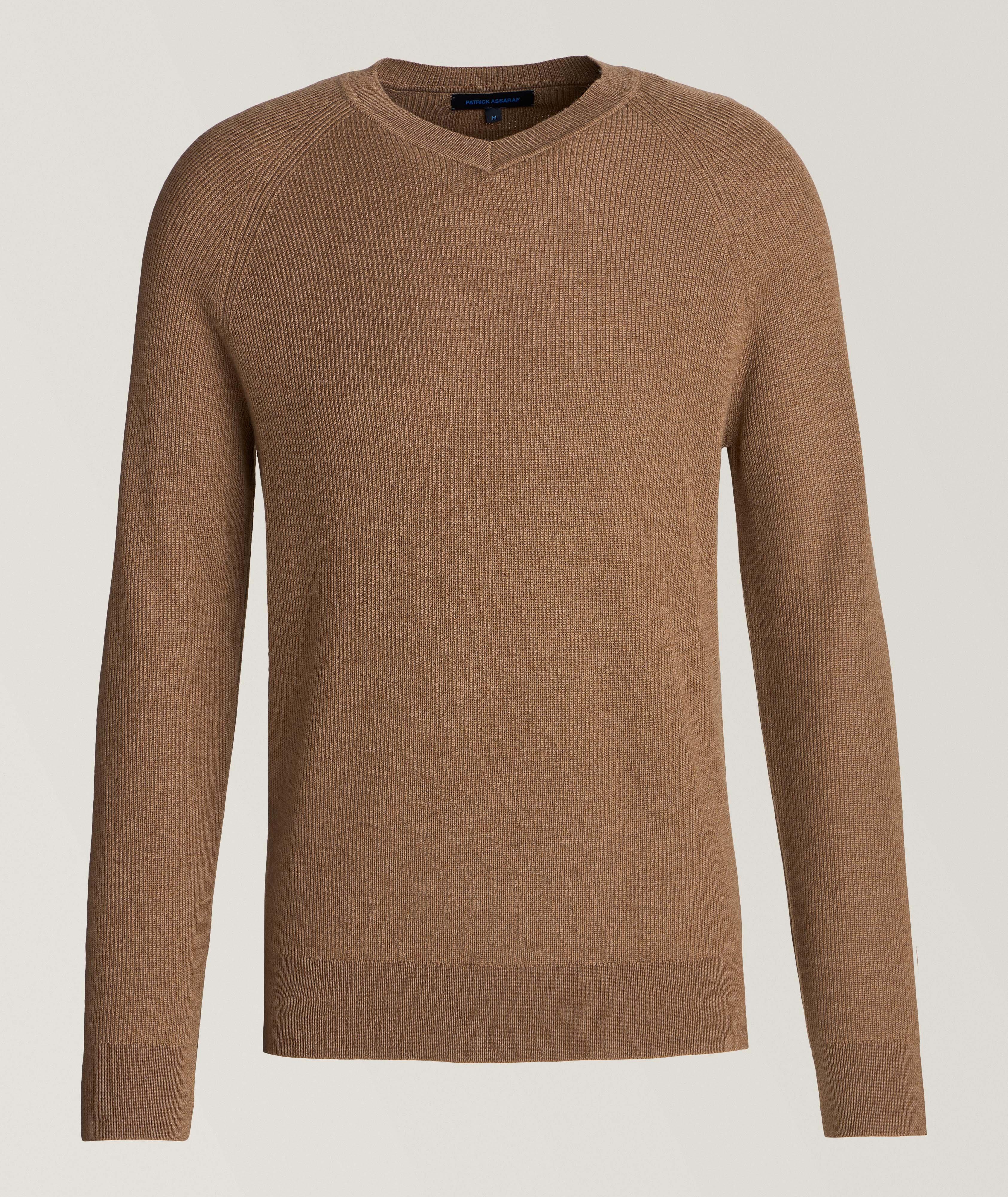 Extrafine Merino Wool Ribbed V-Neck Sweater image 0