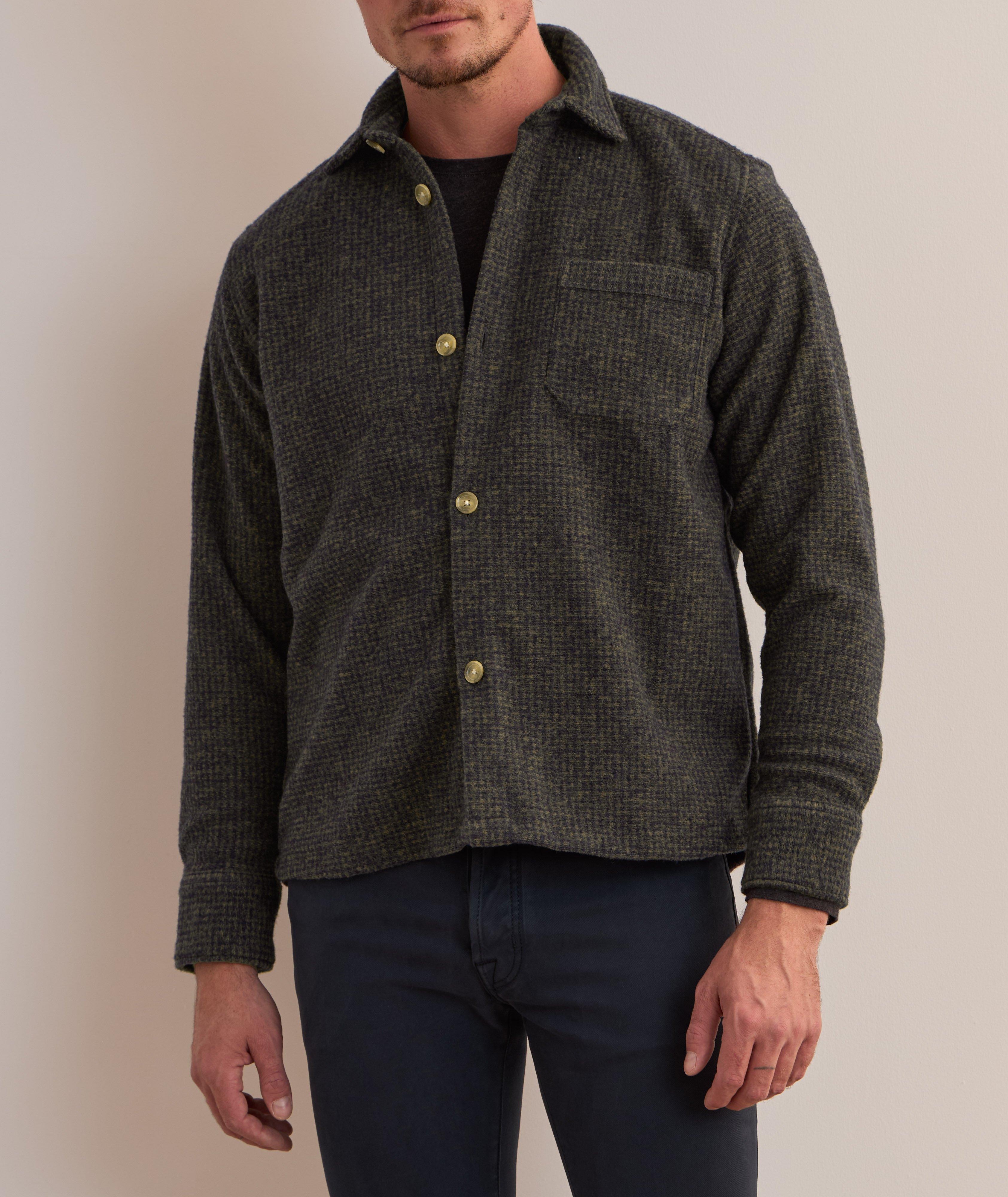 Micro Check Wool-Blend Overshirt  image 1