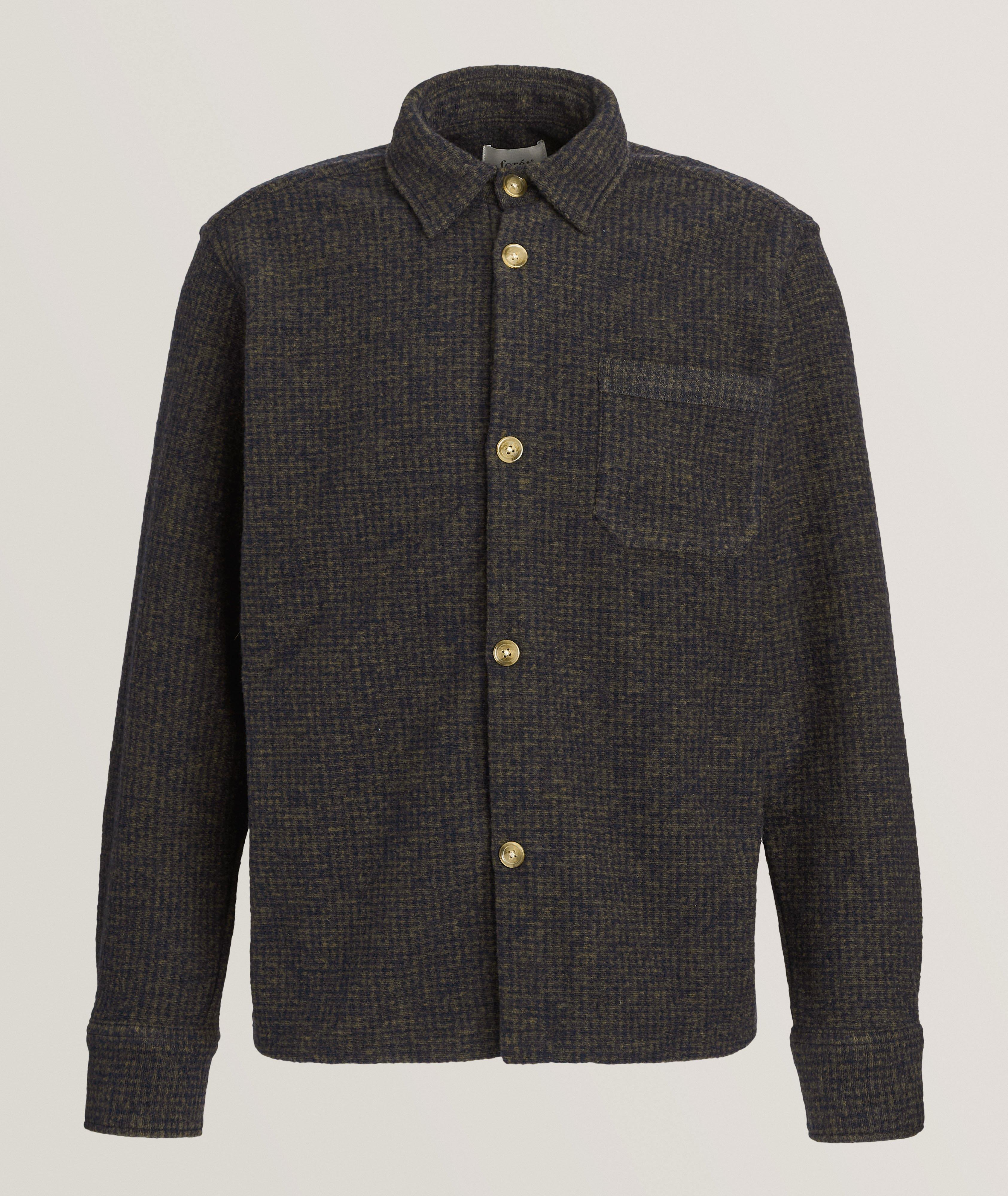 Micro Check Wool-Blend Overshirt  image 0