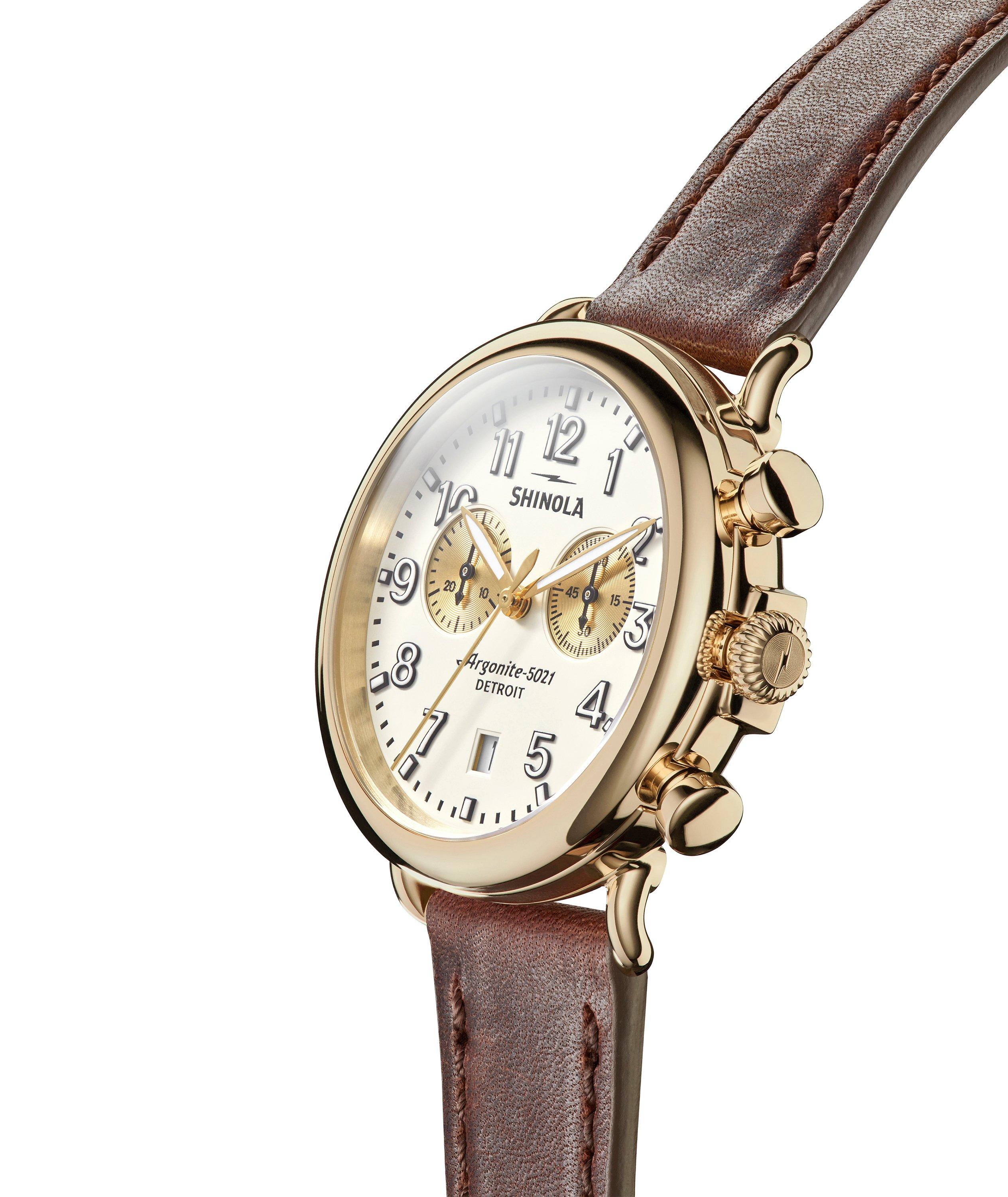 Runwell 2 Eye Chrono Leather Strap Watch image 1