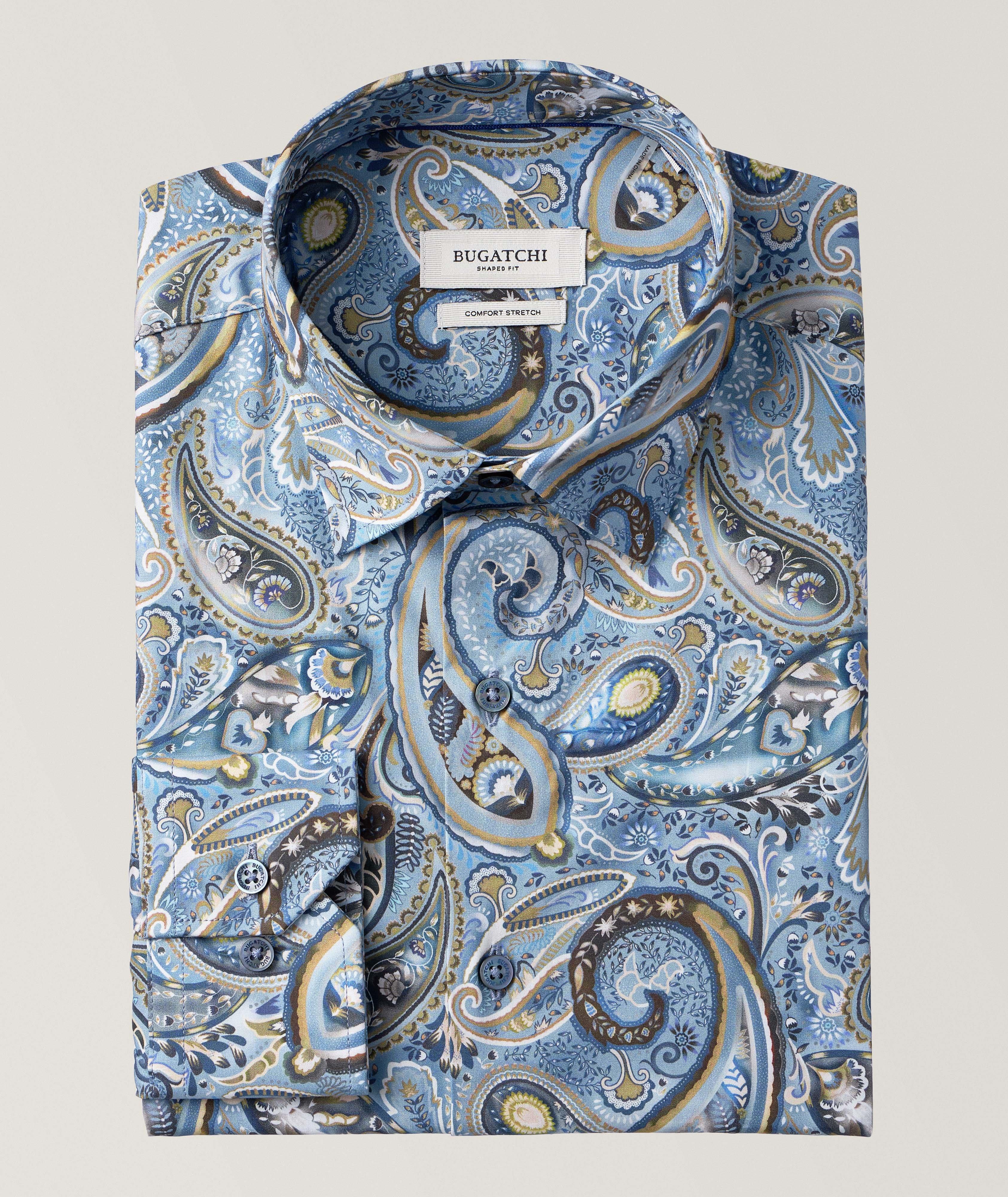 Chemise décontractée en coton extensible à motif paisley image 0