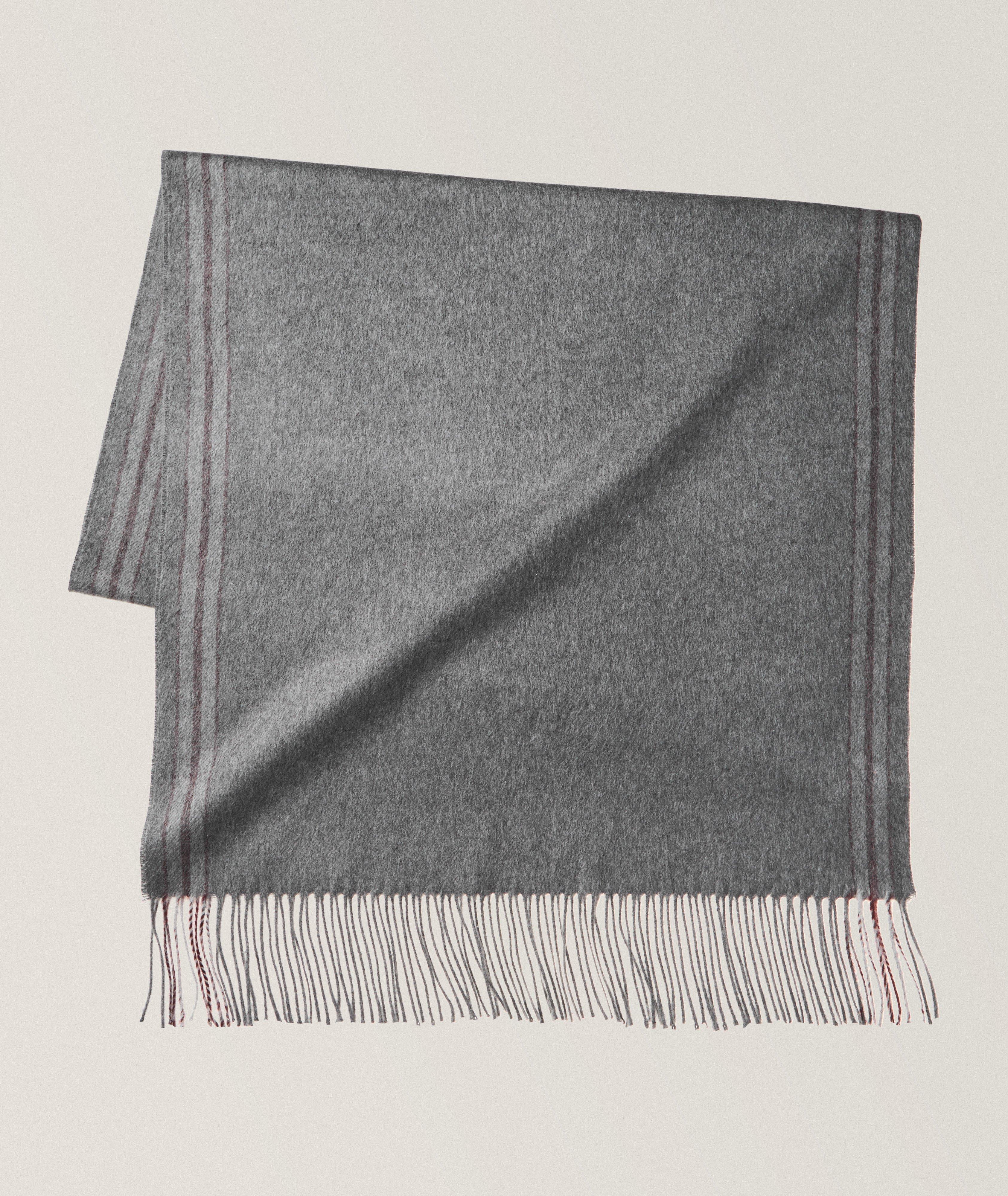 Fringed Striped Edge Silk Scarf image 0