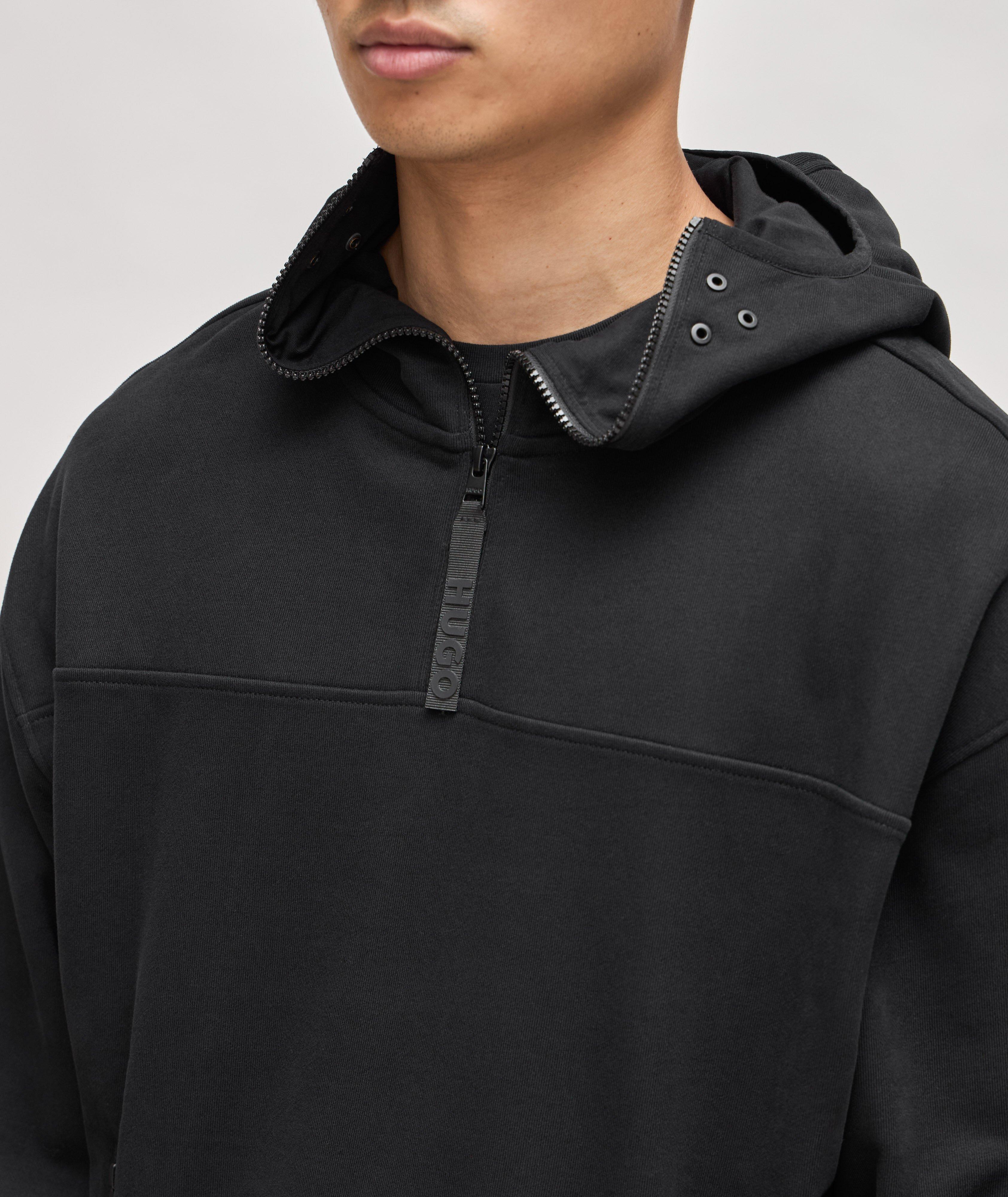 Cotton Quarter-Zip Hooded Sweater
