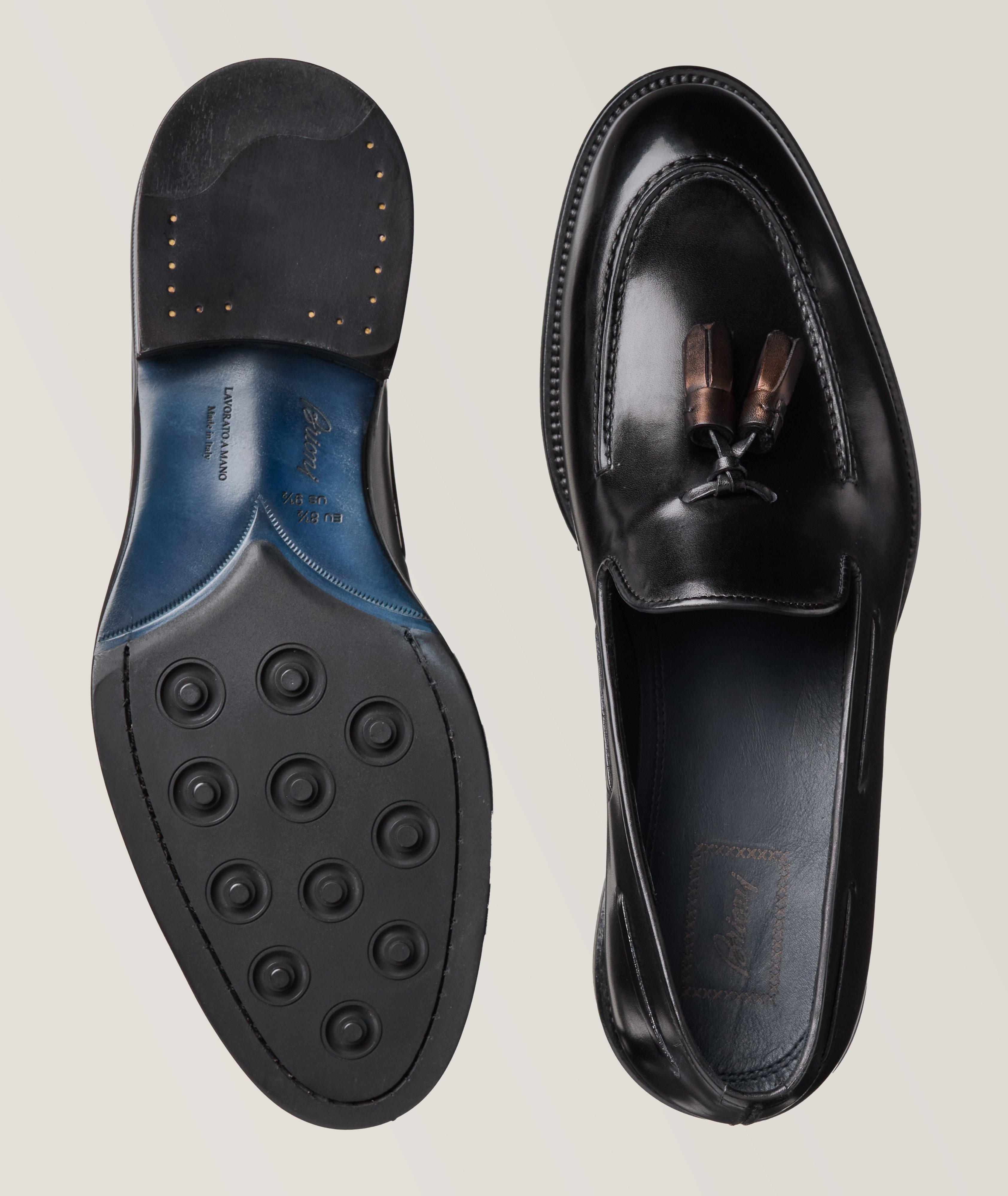 Brushed Leather Tassel Loafers