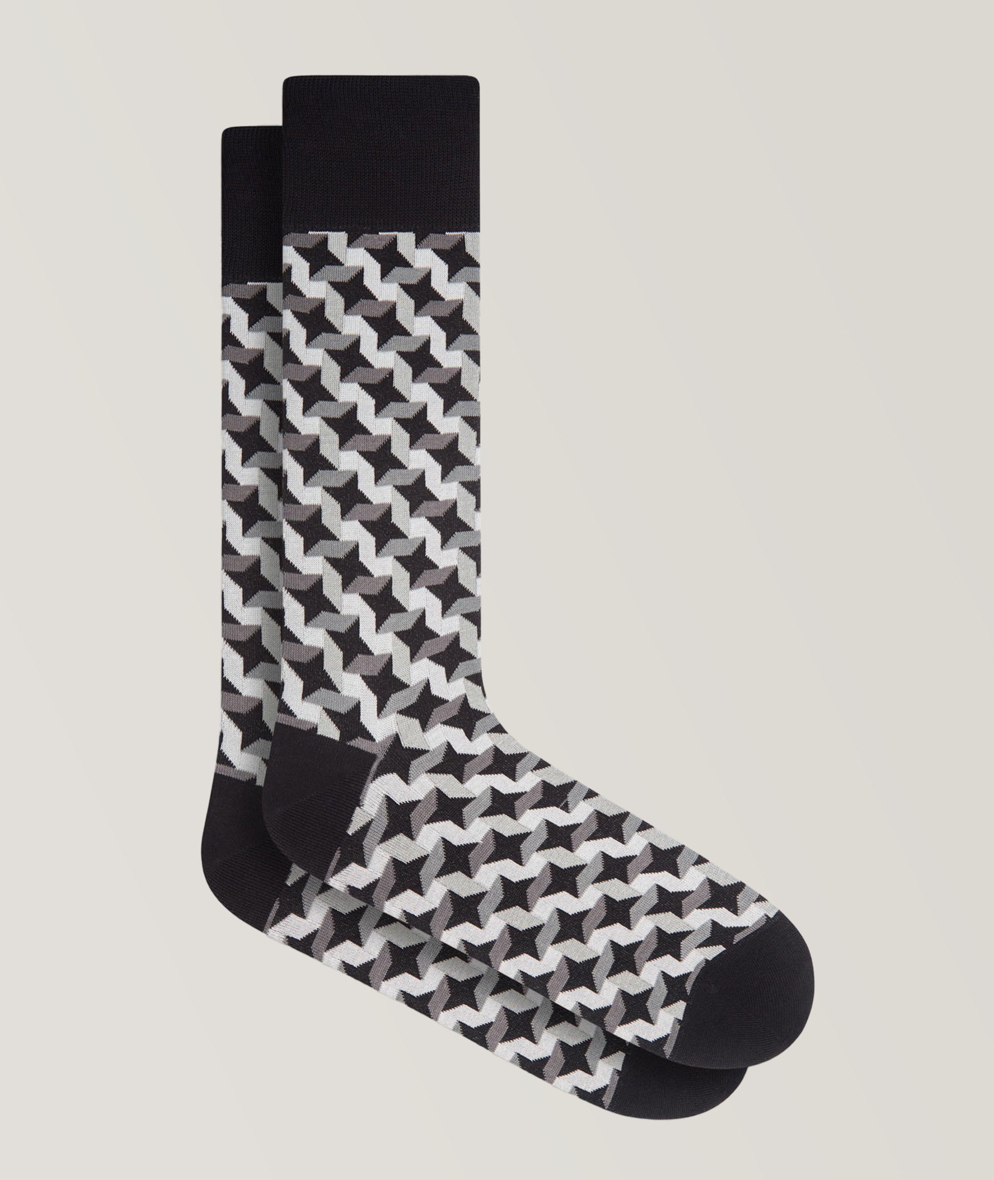 Chaussettes en coton extensible à motif géométrique image 0